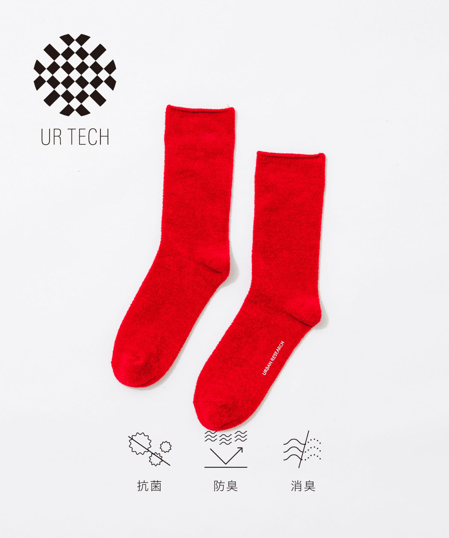 『UR TECH』モールソックス RED 22-24