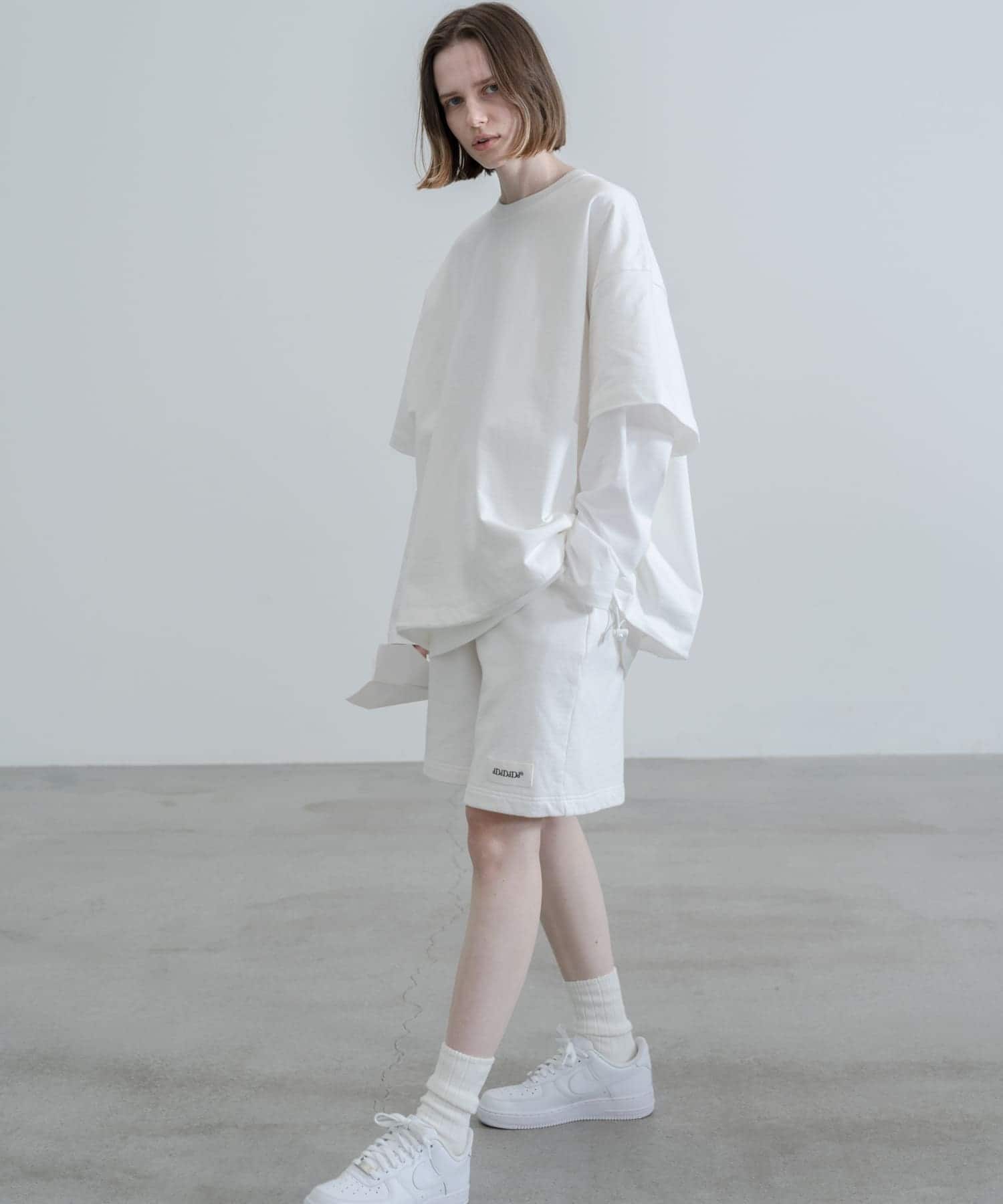 dDdDdDd　WIDE SWEAT SHORTS WHITE S