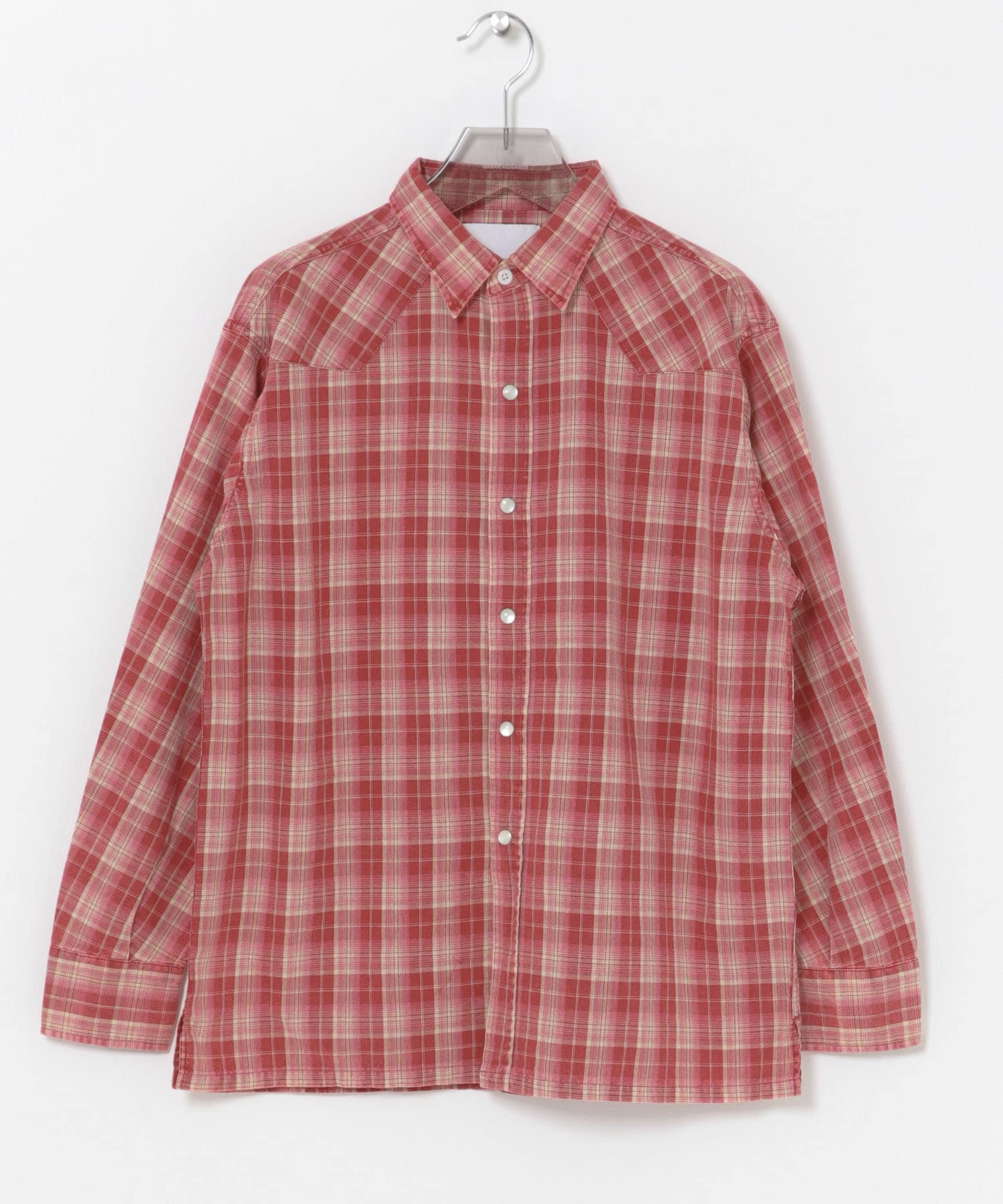 URBAN RESEARCH iD　FADE CHECK WESTERN SHIRTS RED M