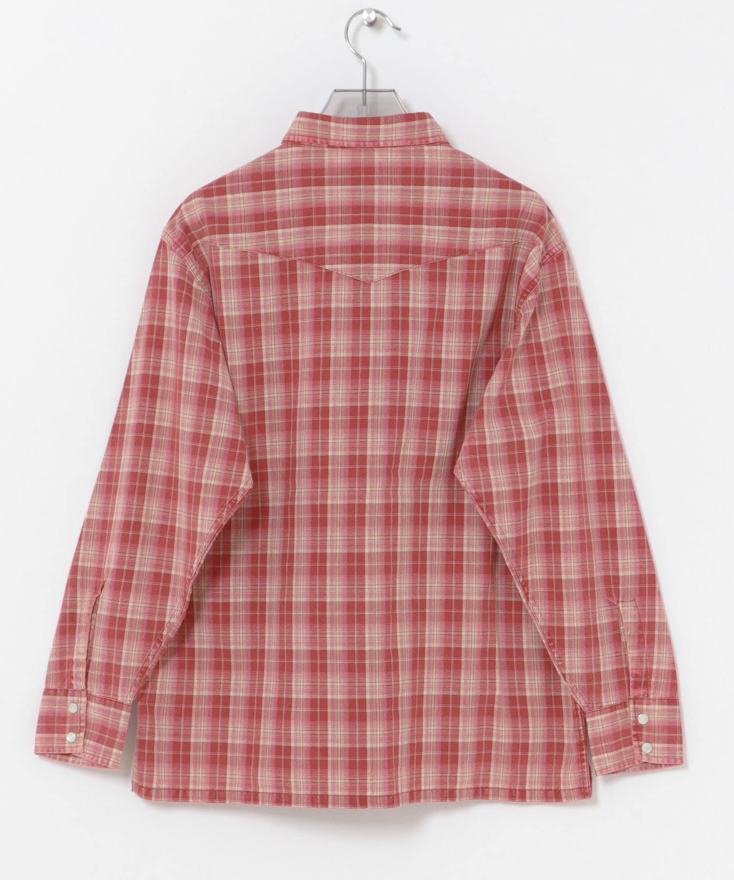 URBAN RESEARCH iD　FADE CHECK WESTERN SHIRTS RED M