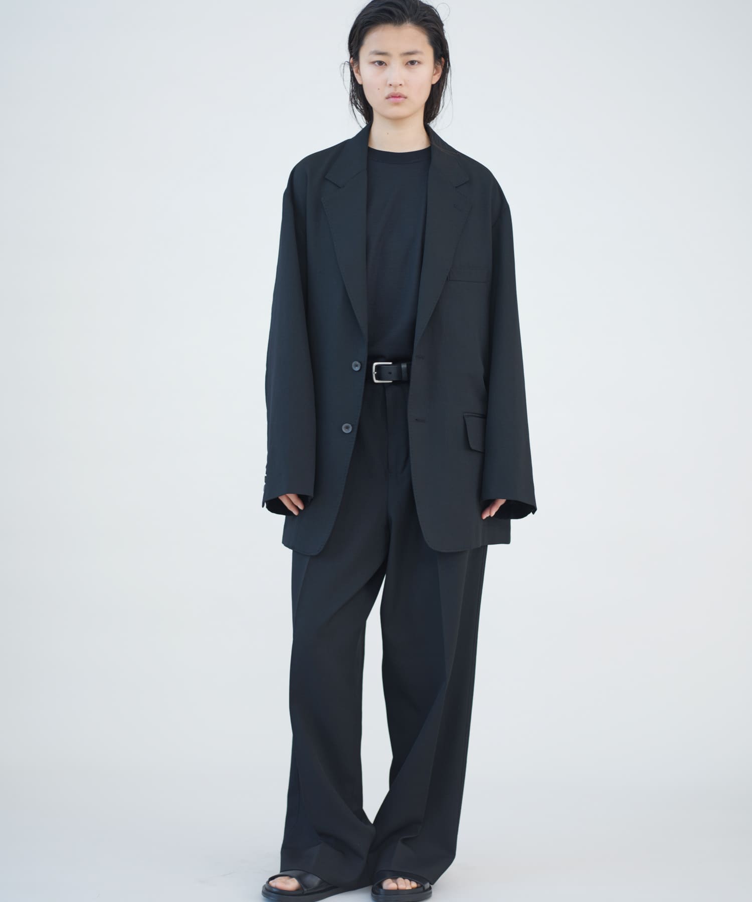 new basic　HIGH TWIST WOOL TROUSER BLACK M
