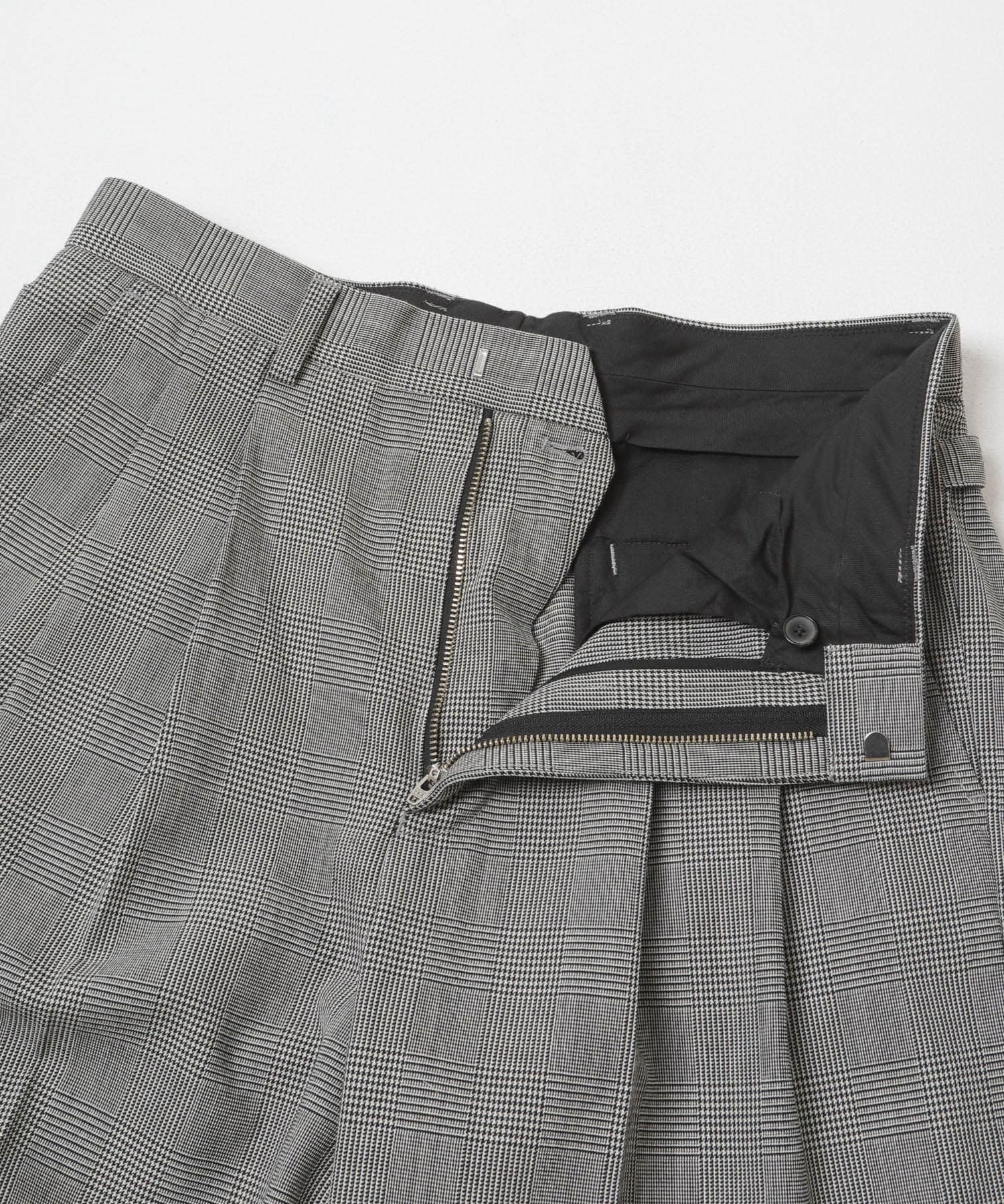 new basic　HIGH TWIST WOOL TROUSER CHECK M