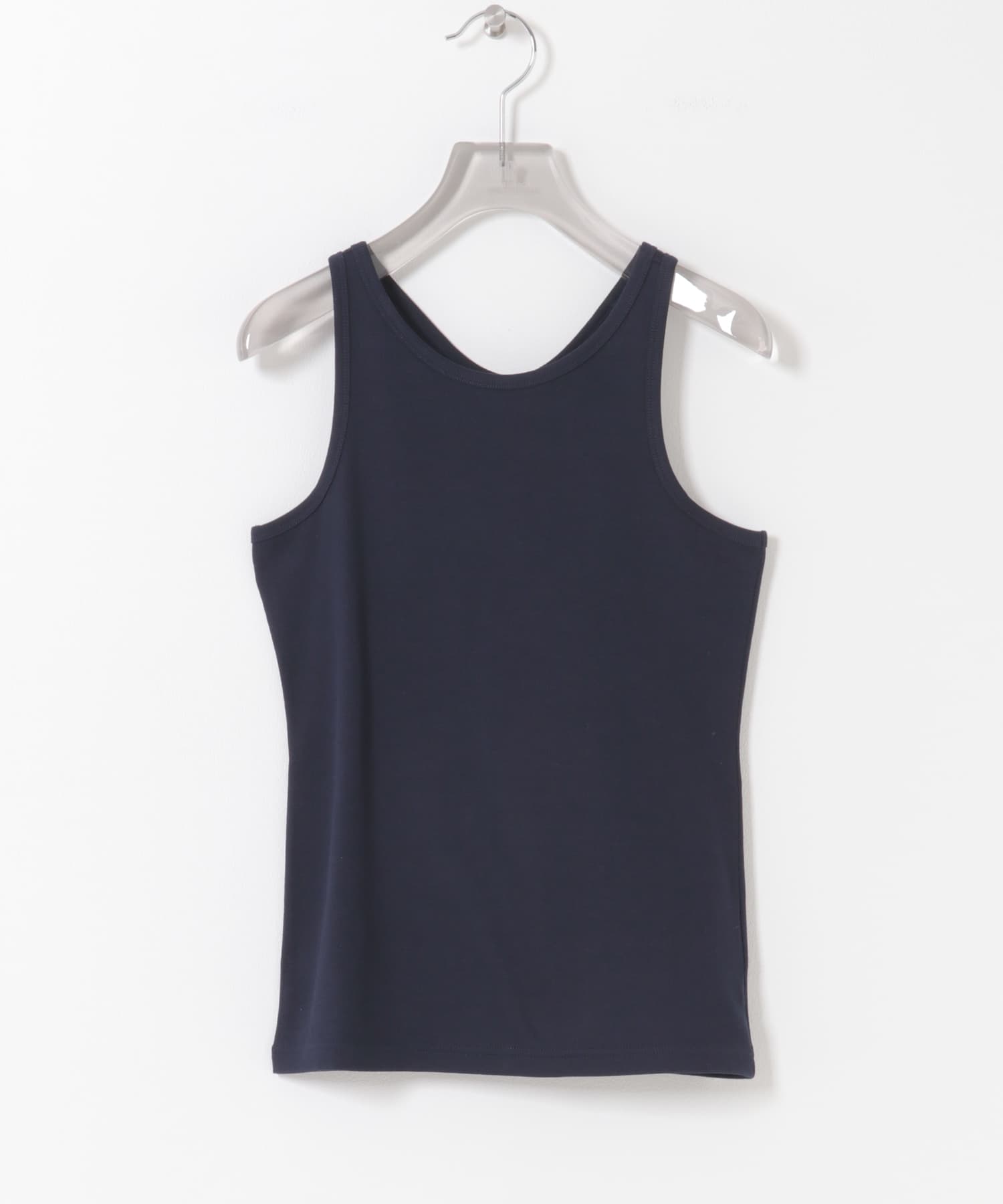 new basic　DEEP CUT W FACE TANK NAVY Free