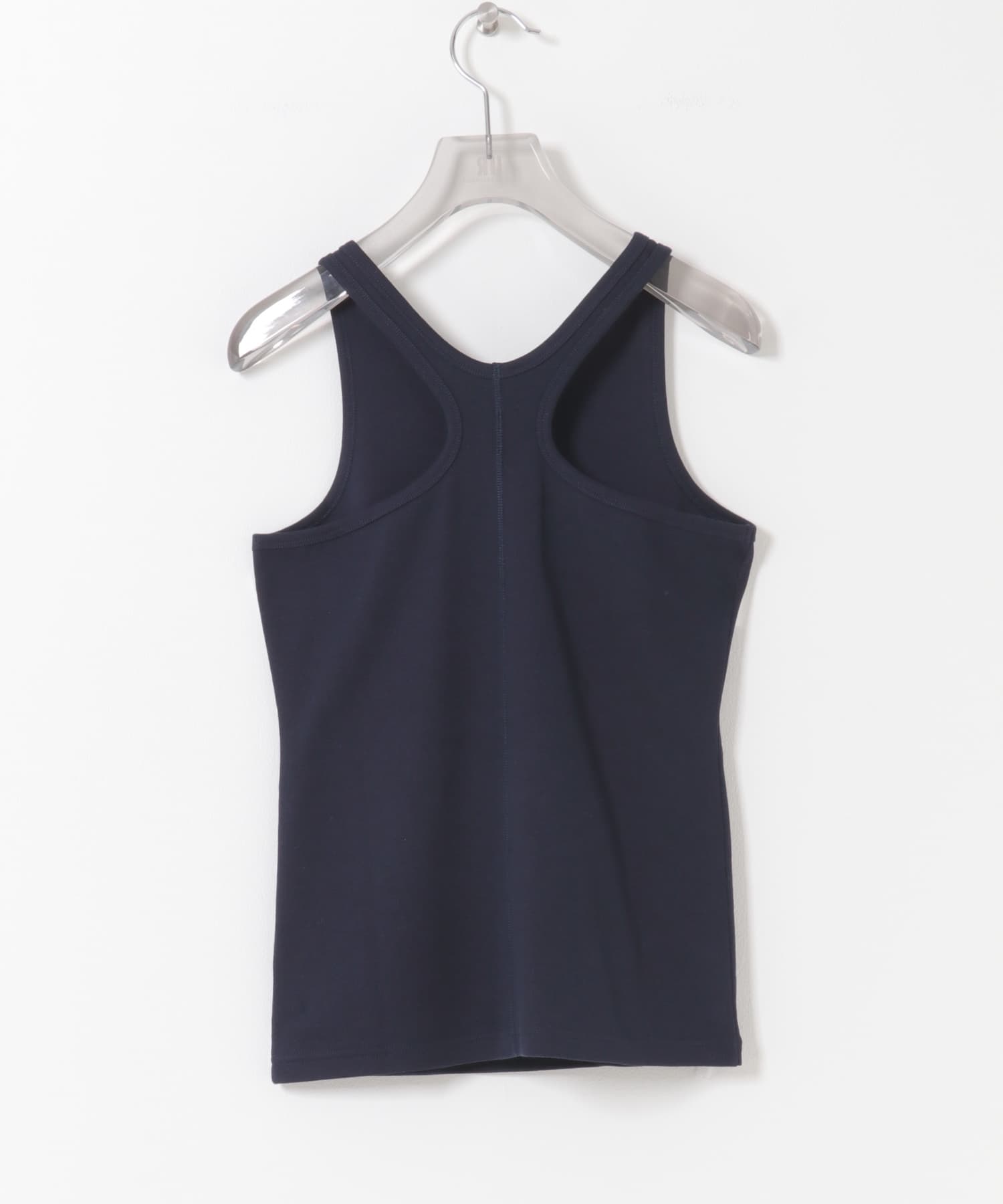 new basic　DEEP CUT W FACE TANK NAVY Free