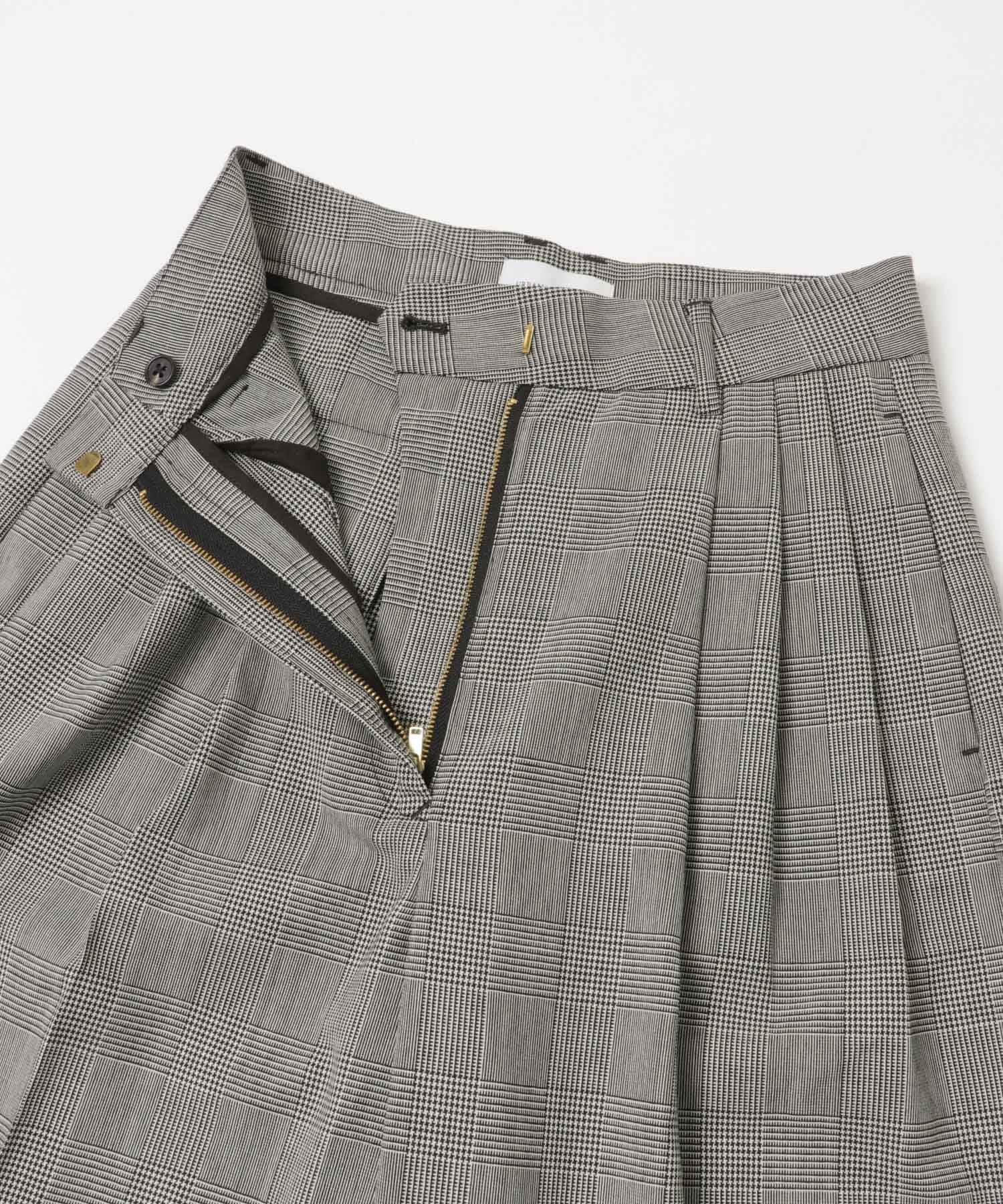 new basic　HIGH TWIST WOOL PANTS CHECK 36