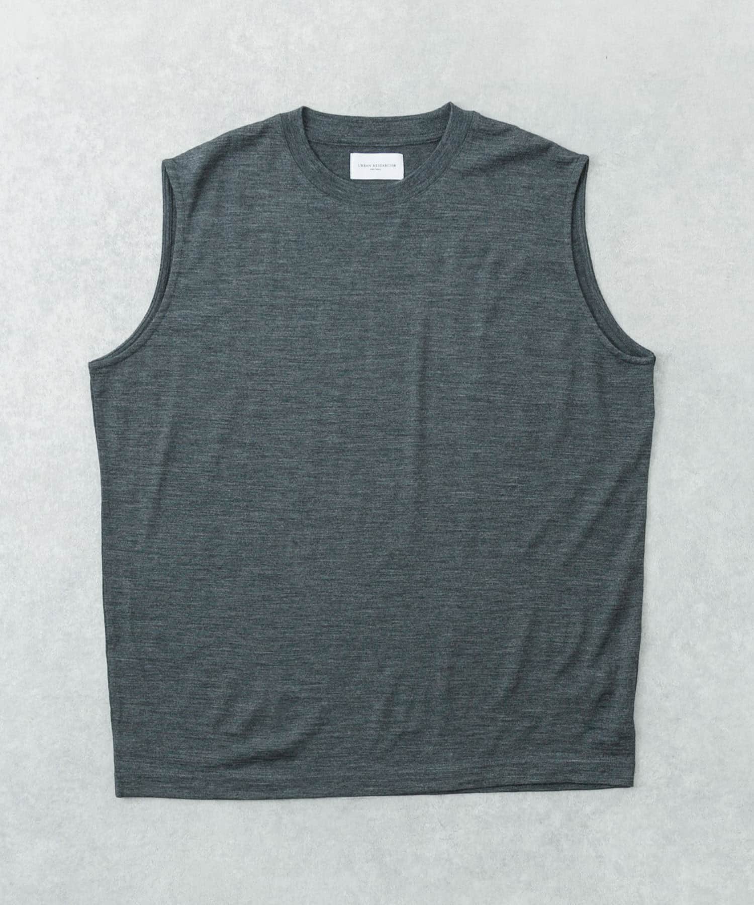 『洗濯可』new basic　WASHABLE MERINO WOOL NO-SLEEVE CHARCOAL M