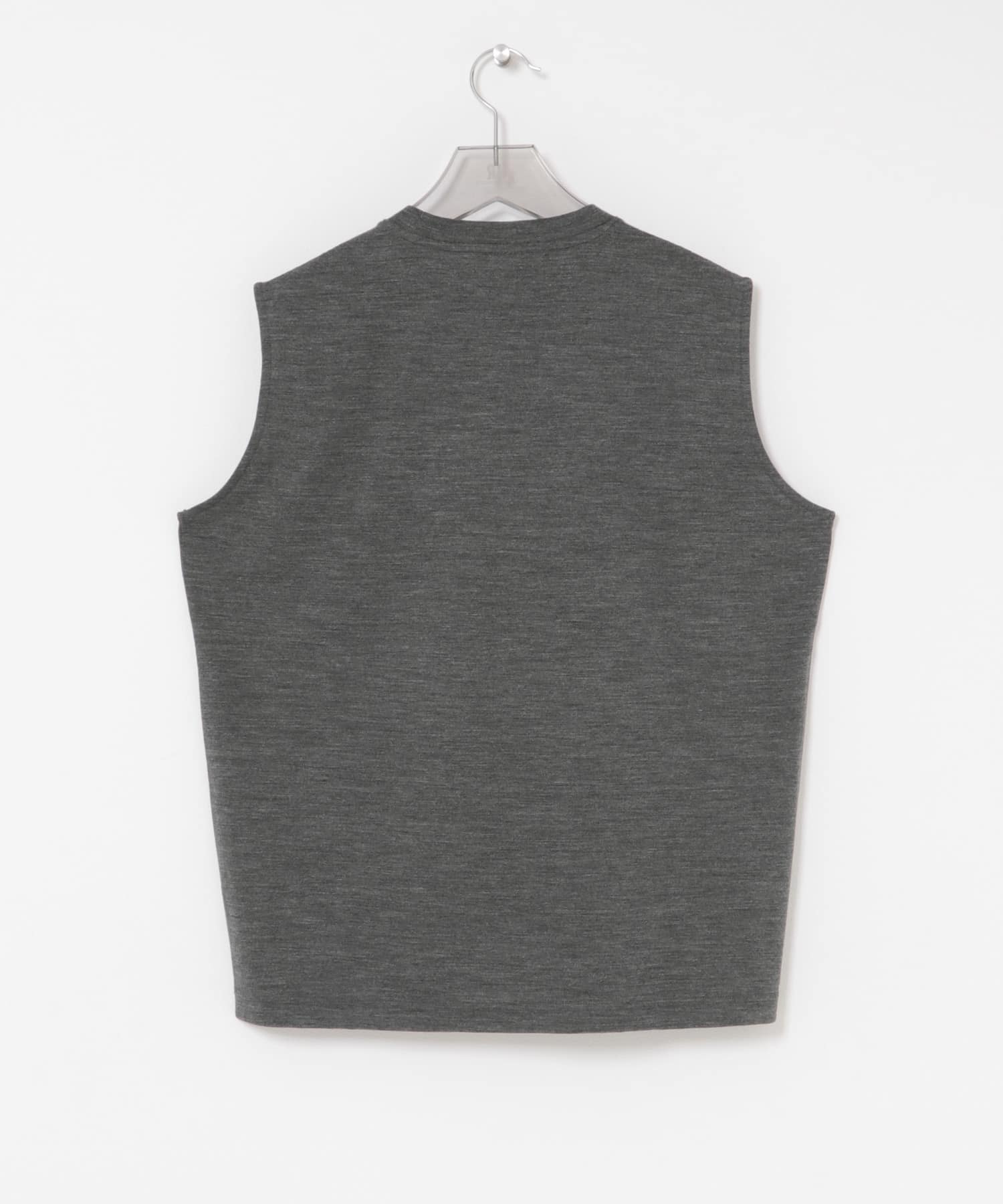 new basic　WASHABLE MERINO WOOL NO-SLEEVE CHARCOAL M