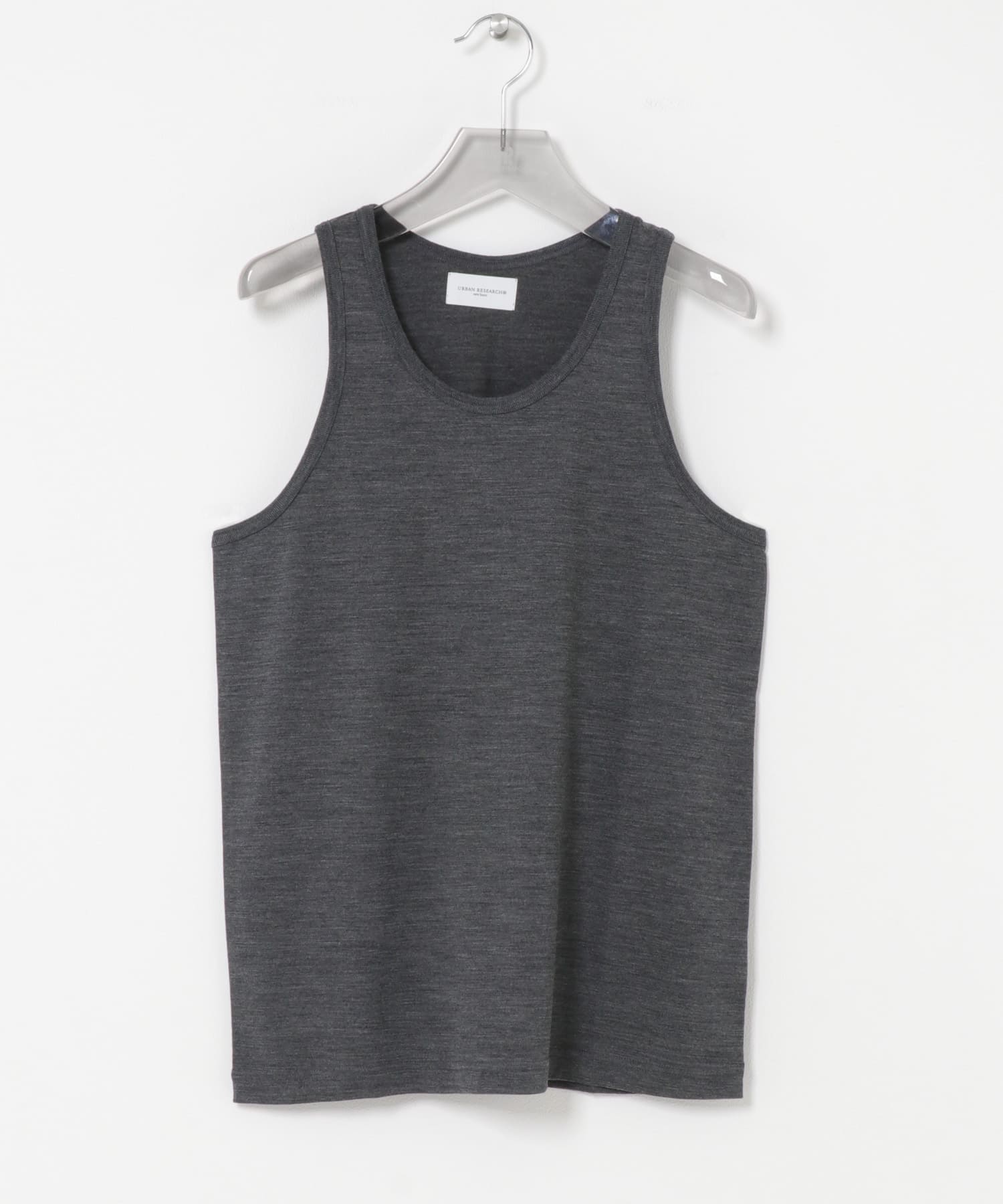 new basic　WASHABLE MERINO WOOL TANK CHARCOAL M