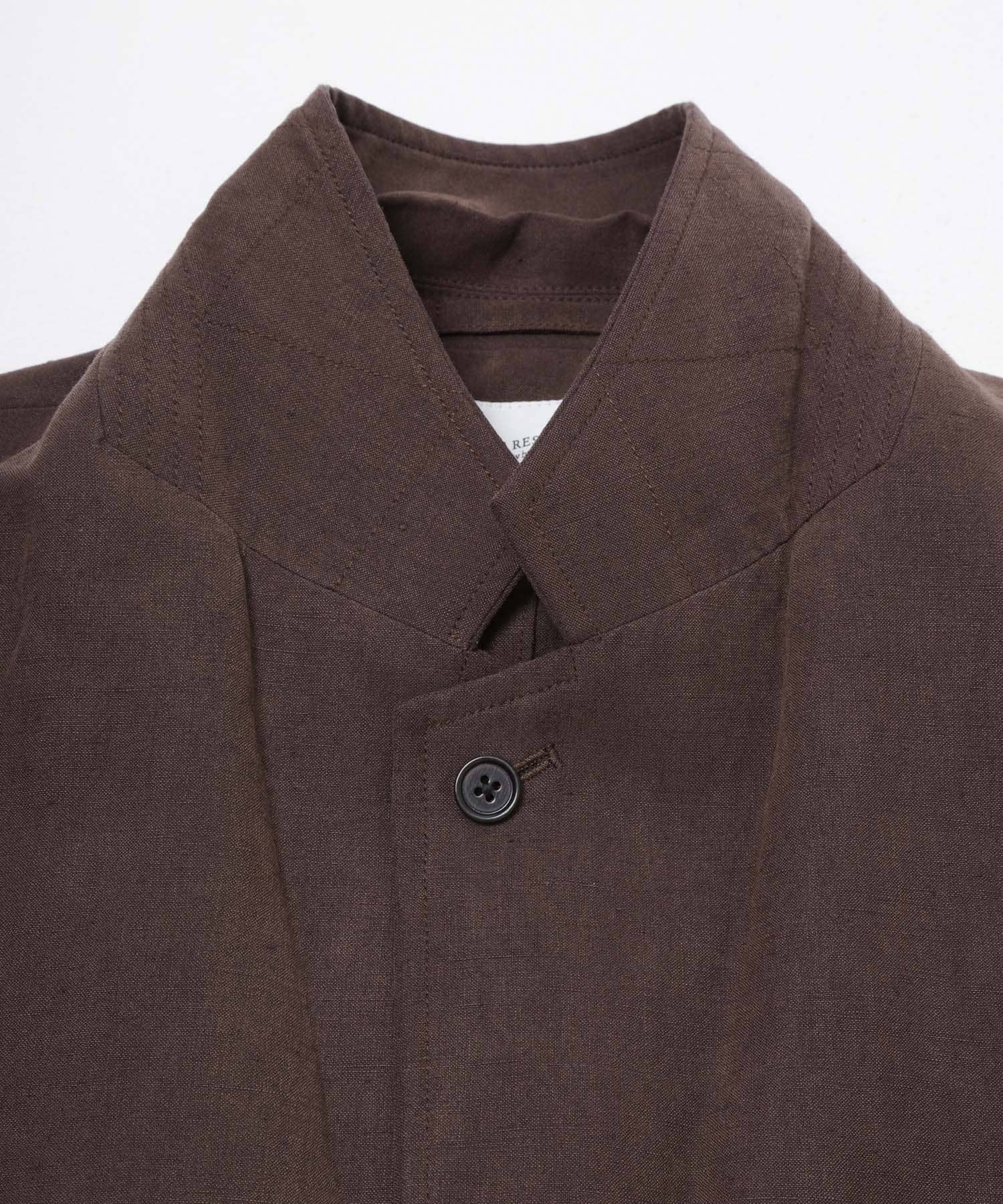new basic　SILK LINEN SINGLE SHIRTS JACKET BROWN M