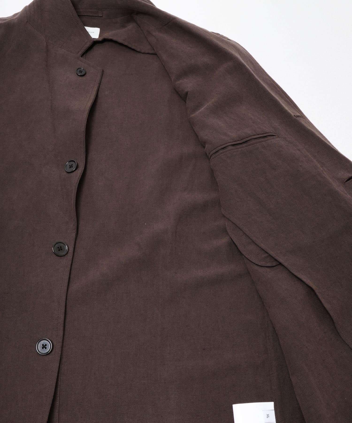 new basic　SILK LINEN SINGLE SHIRTS JACKET BROWN M