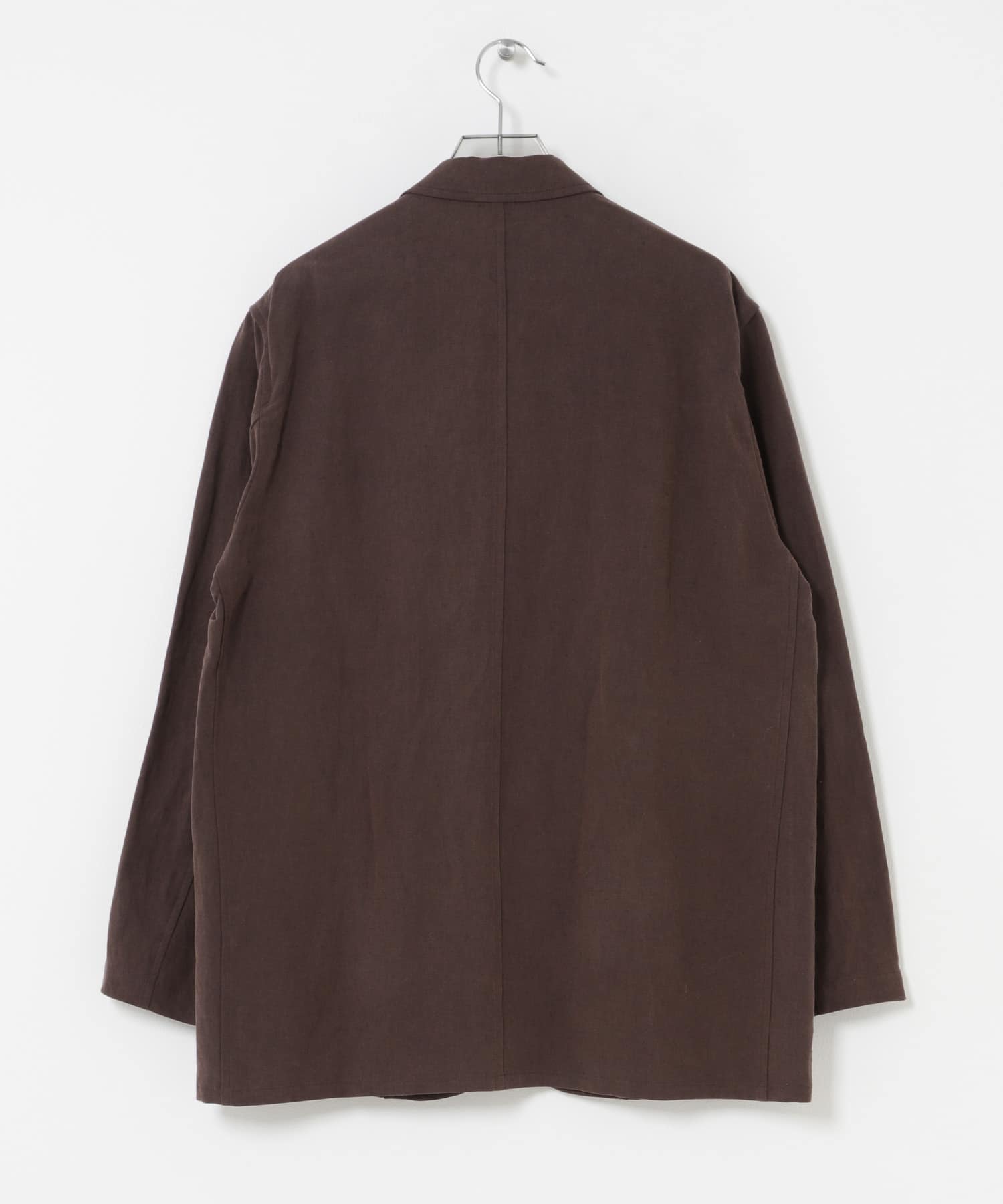 new basic　SILK LINEN SINGLE SHIRTS JACKET BROWN M