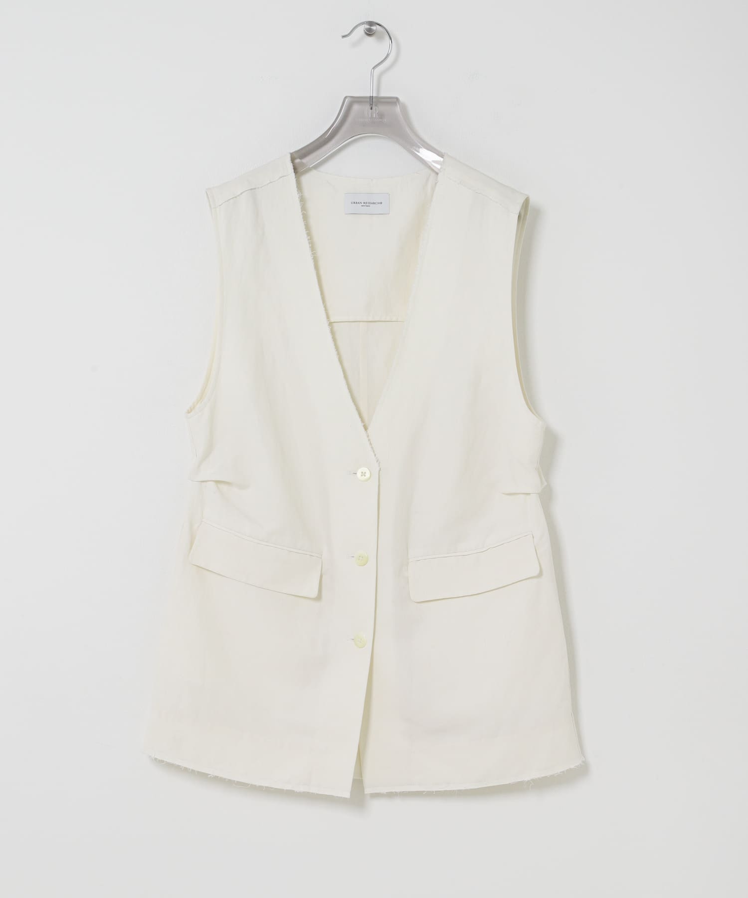 new basic　SILK LINEN GILET WHITE Free