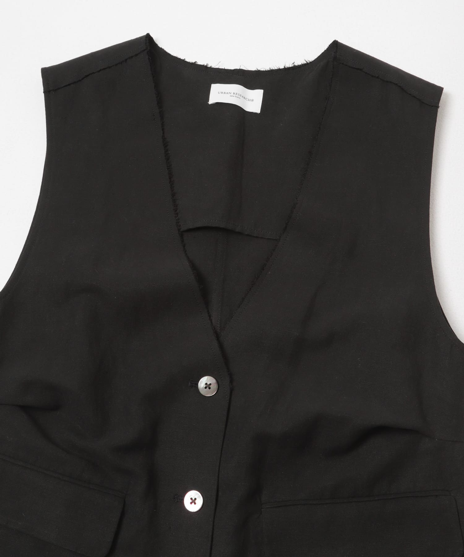 new basic　SILK LINEN GILET BLACK Free