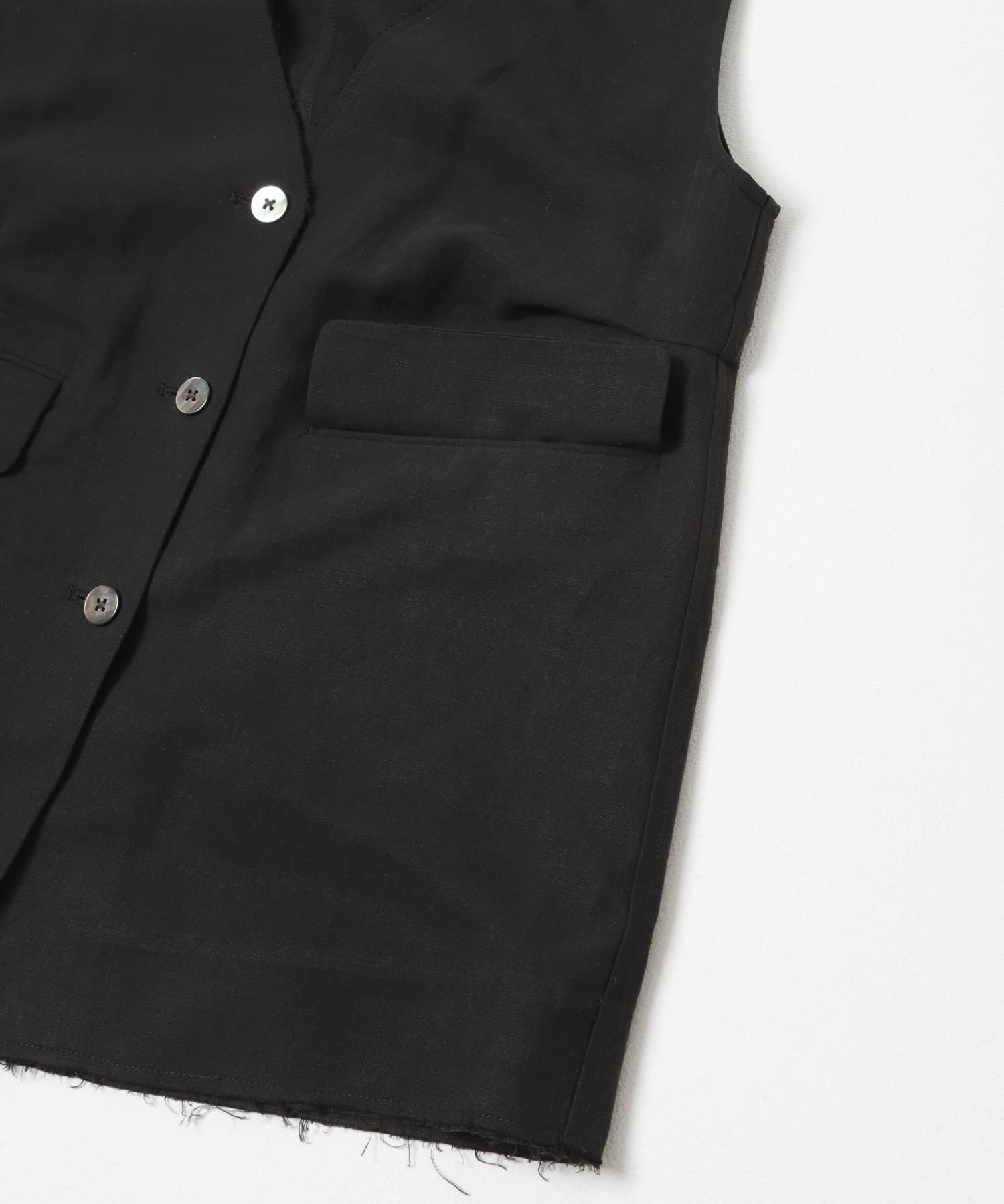 new basic　SILK LINEN GILET BLACK Free