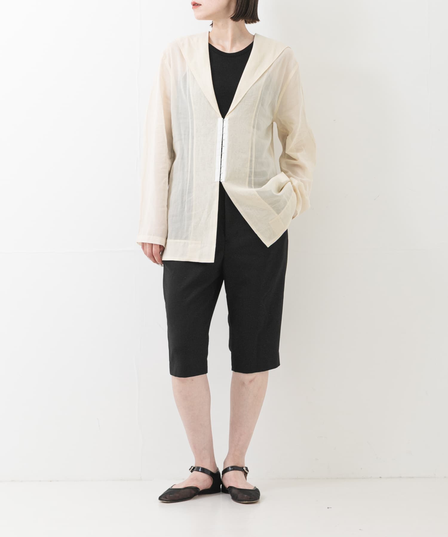 new basic SHEER VOILE SAILOR SHIRTS(Free BLACK): トップス｜URBAN