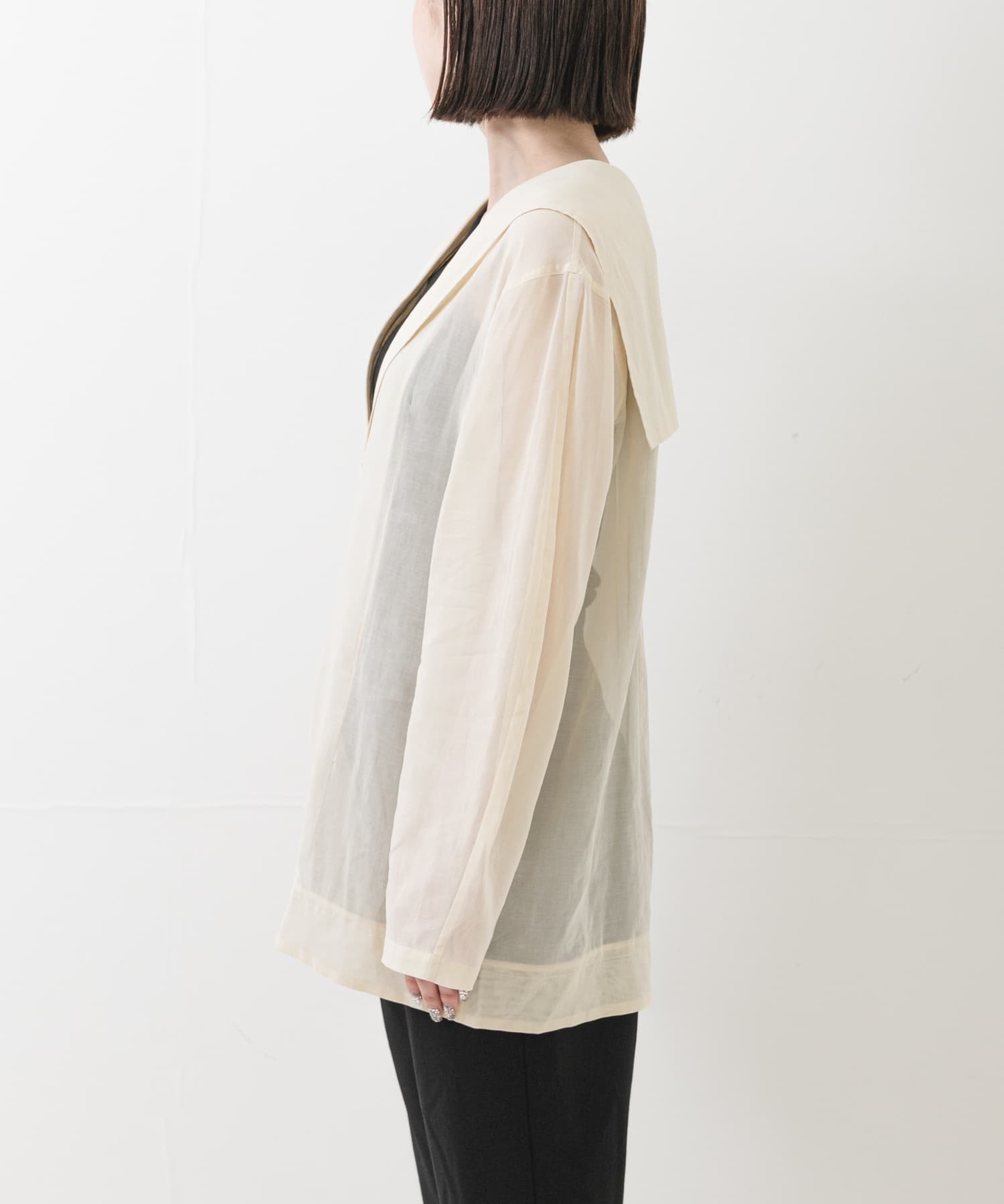 new basic SHEER VOILE SAILOR SHIRTS(Free BLACK): トップス｜URBAN