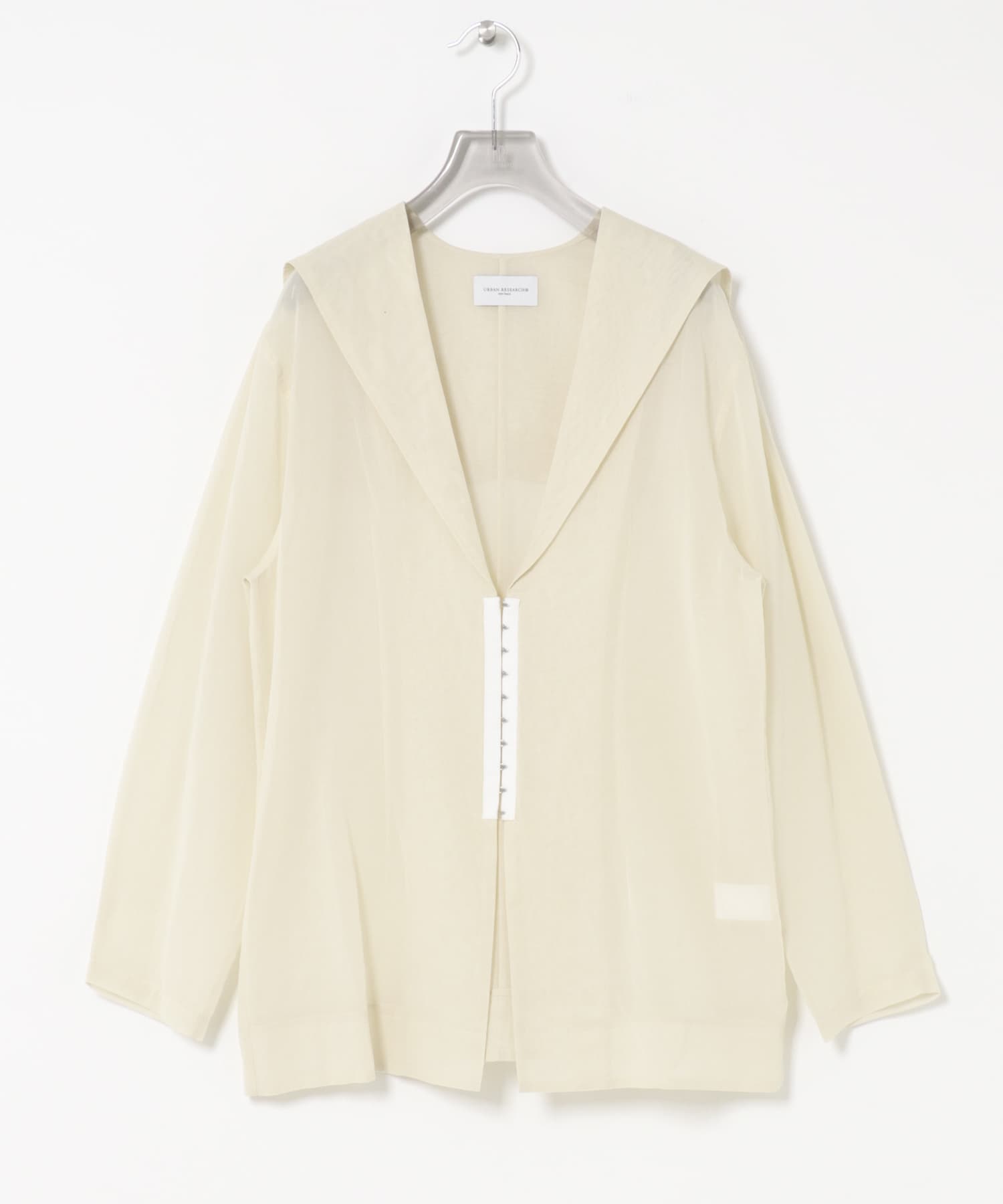 new basic　SHEER VOILE SAILOR SHIRTS IVORY Free