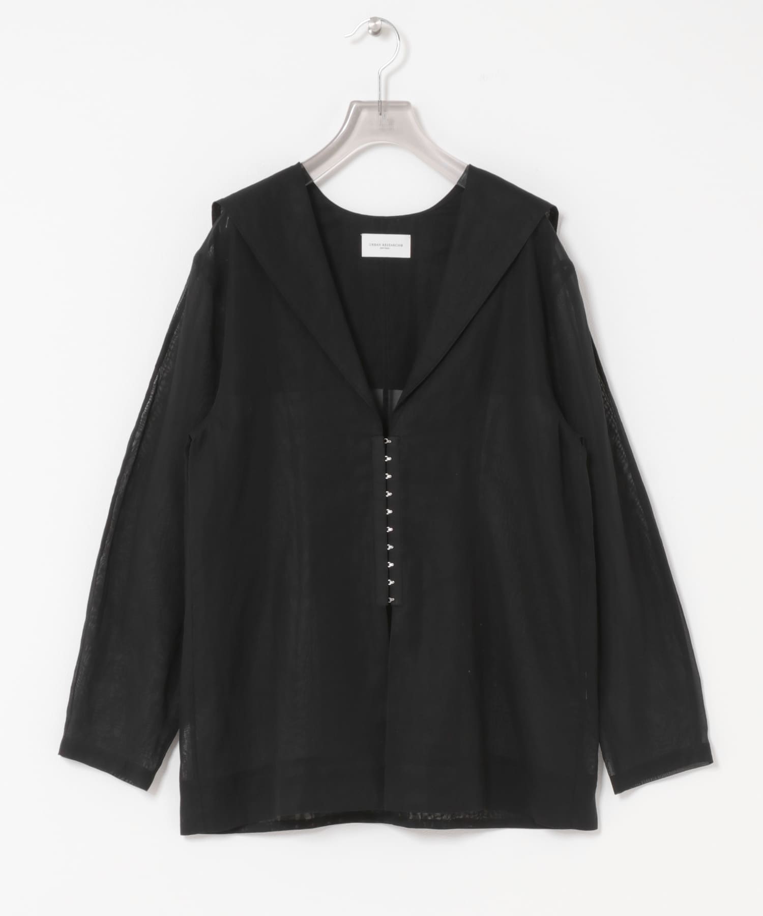 new basic　SHEER VOILE SAILOR SHIRTS BLACK Free