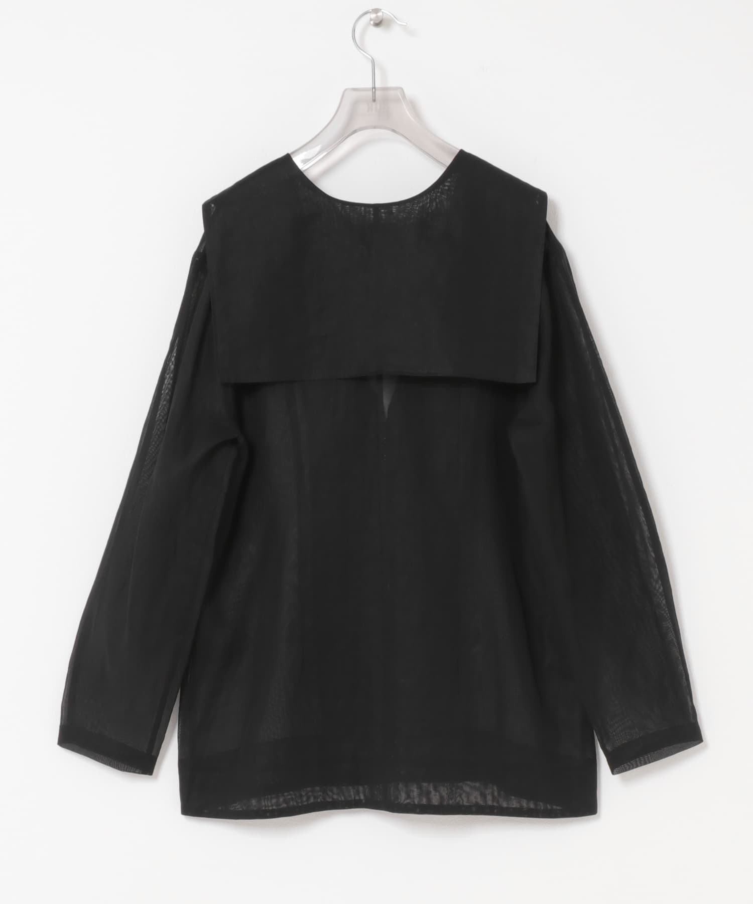 new basic　SHEER VOILE SAILOR SHIRTS BLACK Free