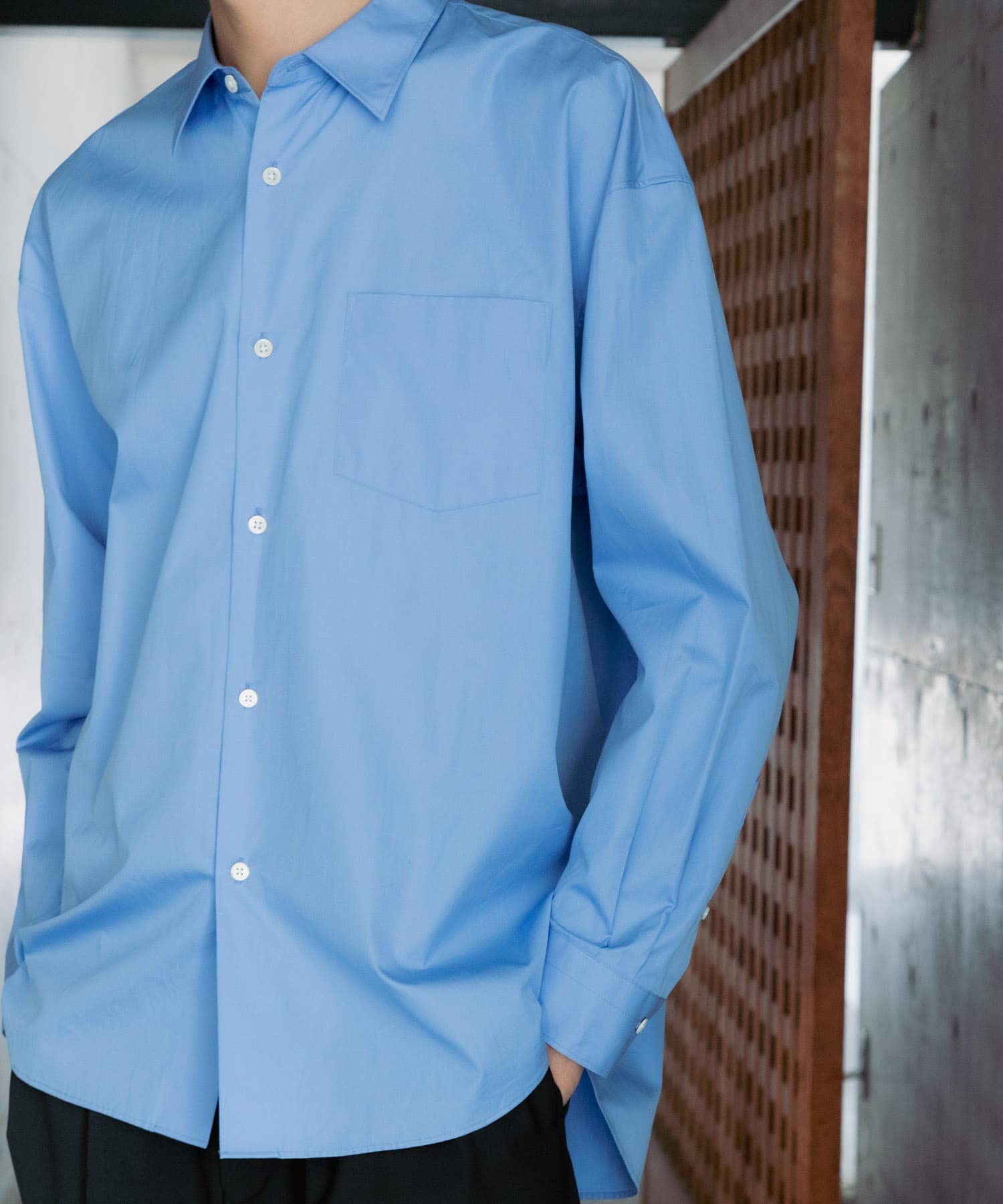 new basic THOMAS MASON LONG-SLEEVE OVER SHIRTS(S ROYAL): トップス