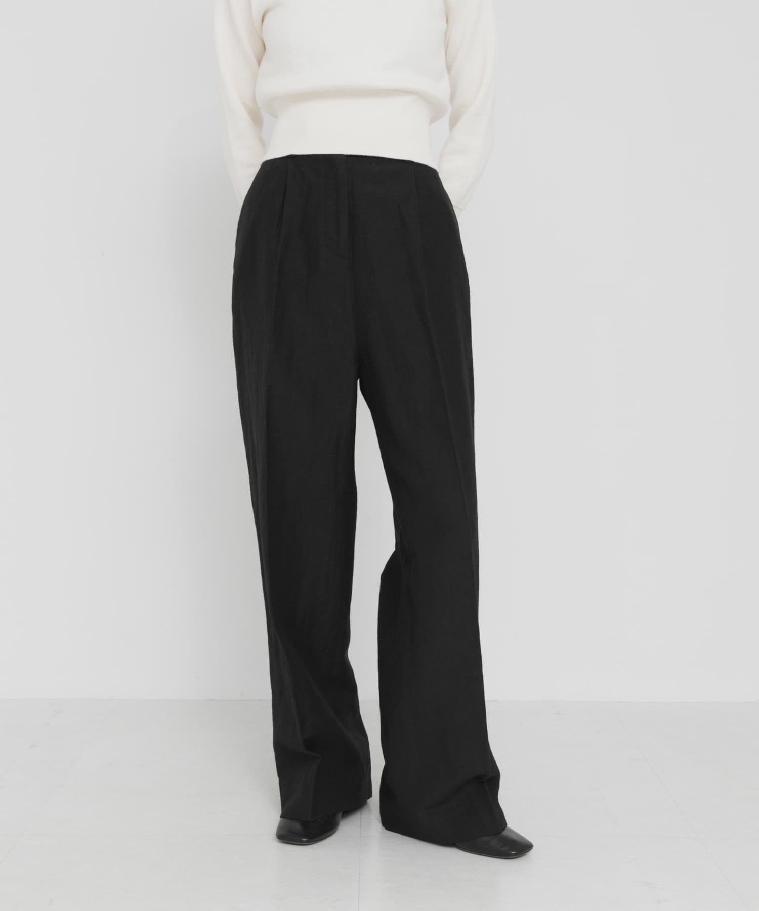 new basic　WOOL LINEN PANTS
