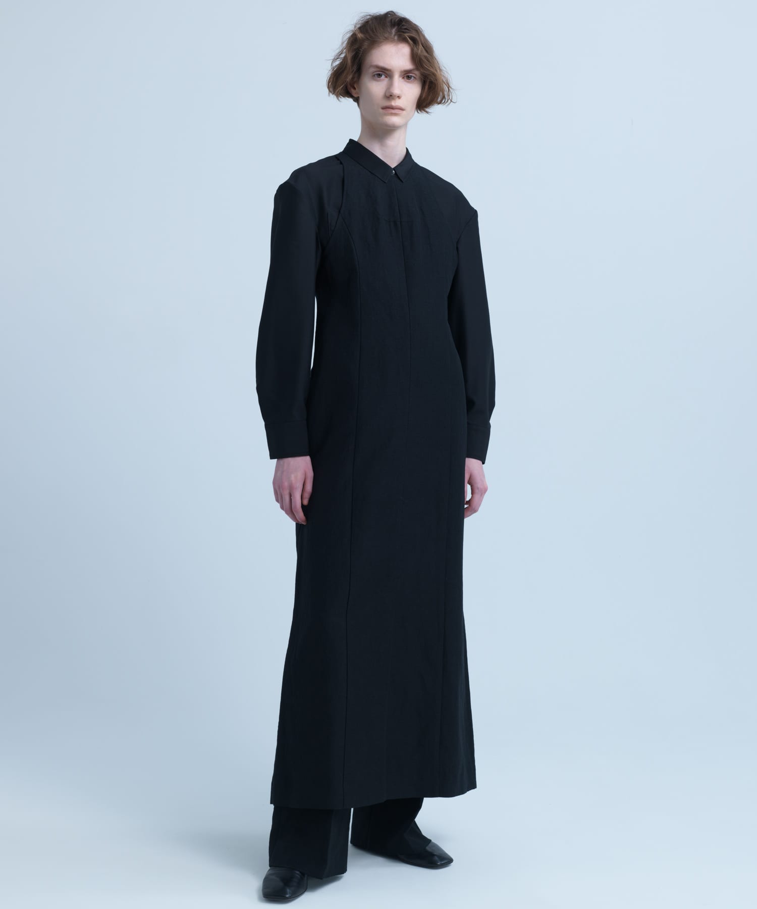 new basic　WOOL LINEN ONE-PIECE