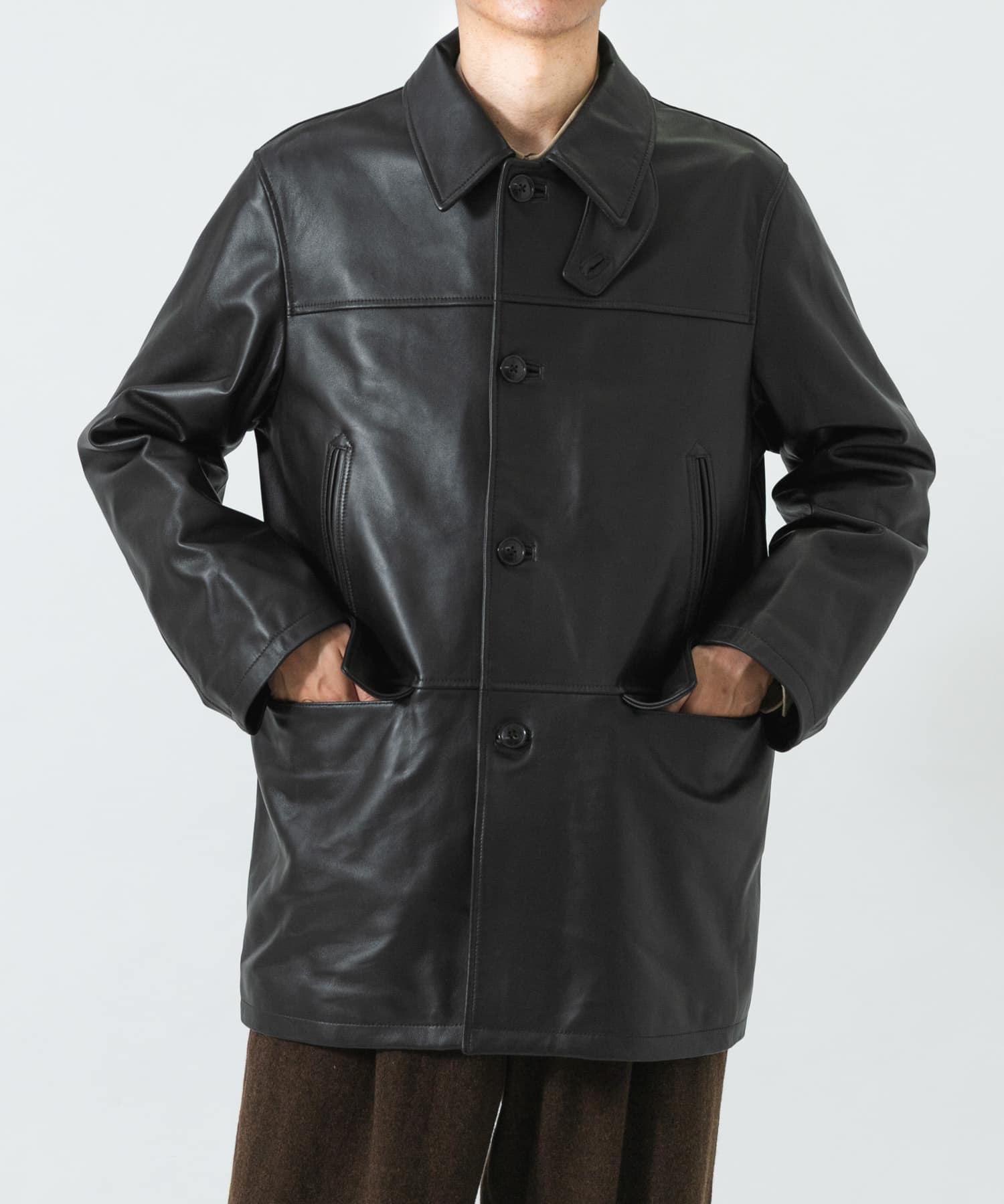 new basic LAMB LEATHER CAR COAT(M BLACK): アウター｜URBAN RESEARCH