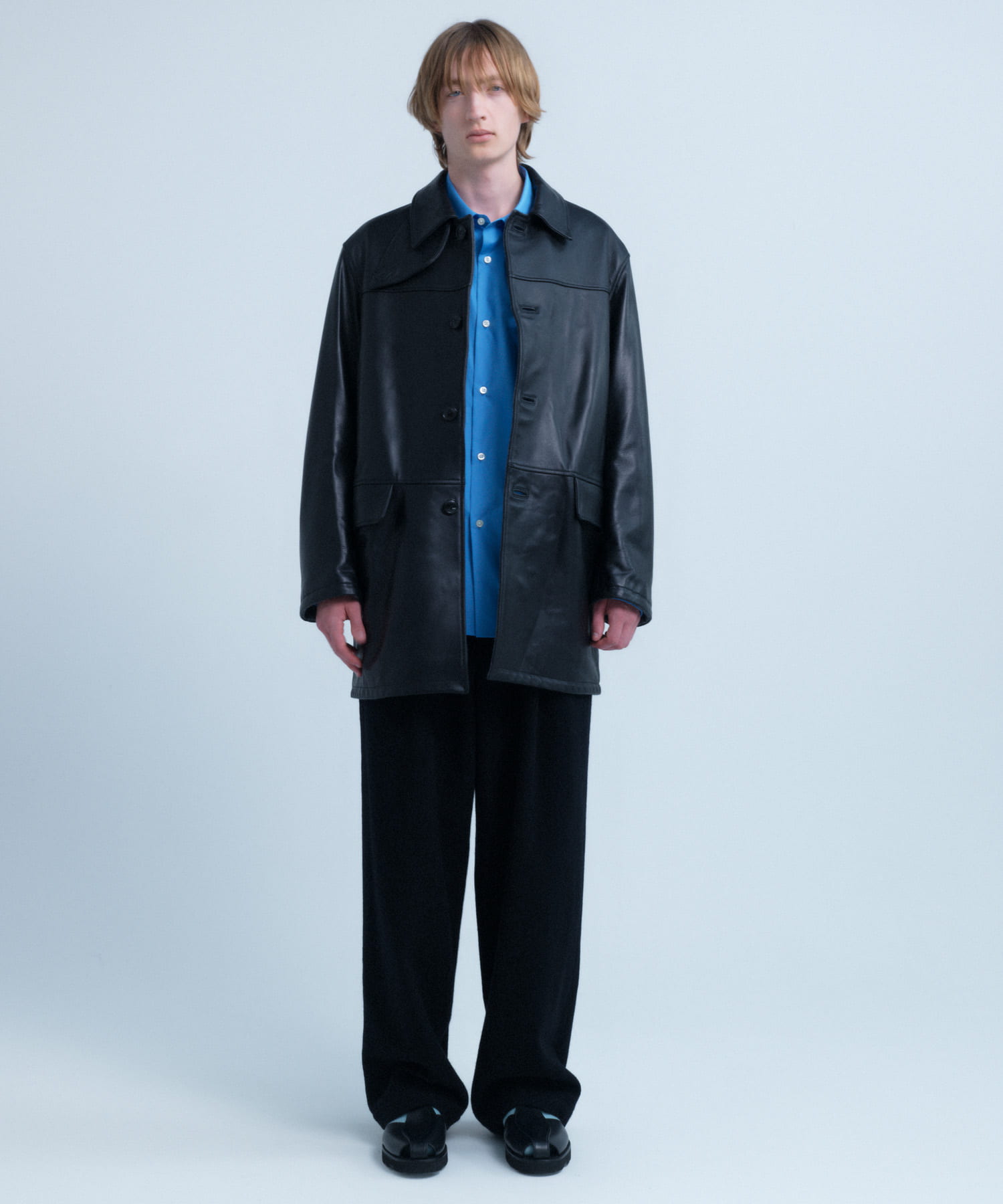 new basic　LAMB LEATHER CAR COAT