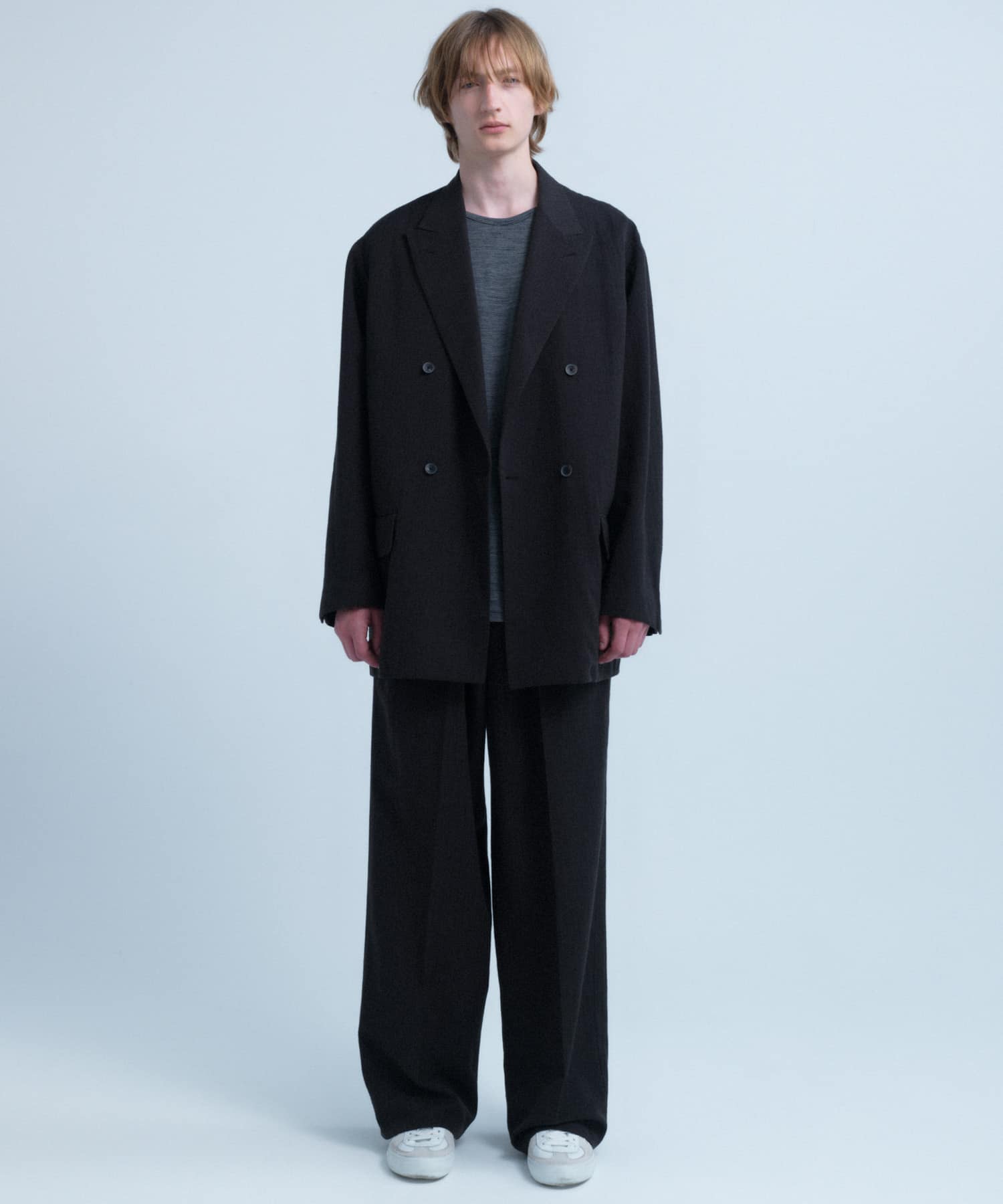 new basic　WOOL SILK LINEN DOUBLE JACKET