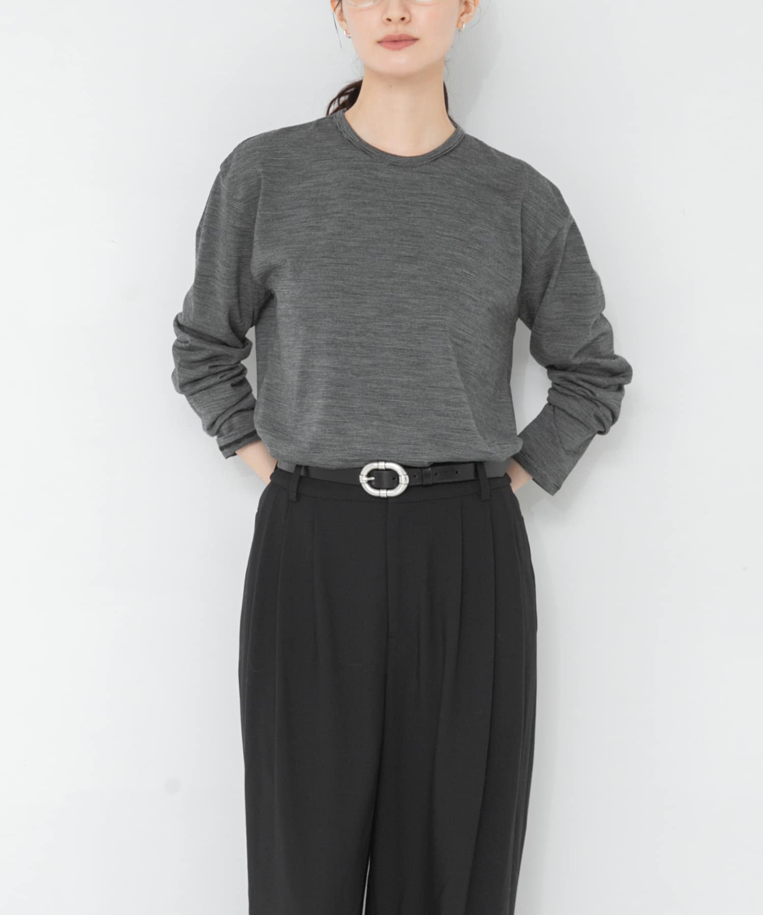 new basic　WASHABLE WOOL STRUCT TOPS