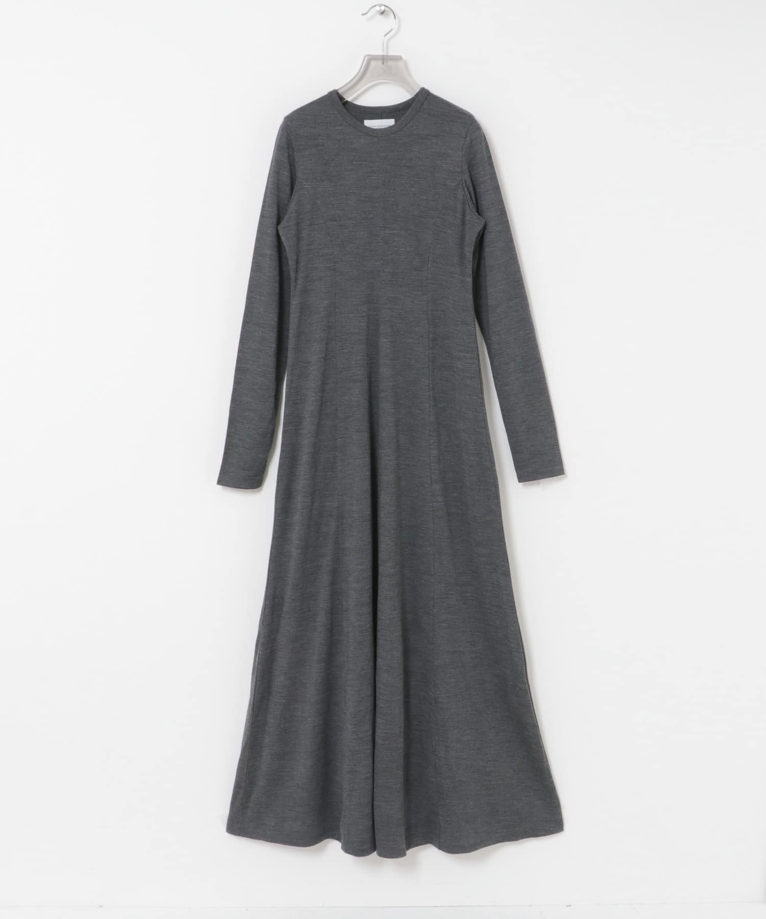 new basic　WASHABLE WOOL LONG-SLEEVE ONE-PIECE CHARCOAL 36