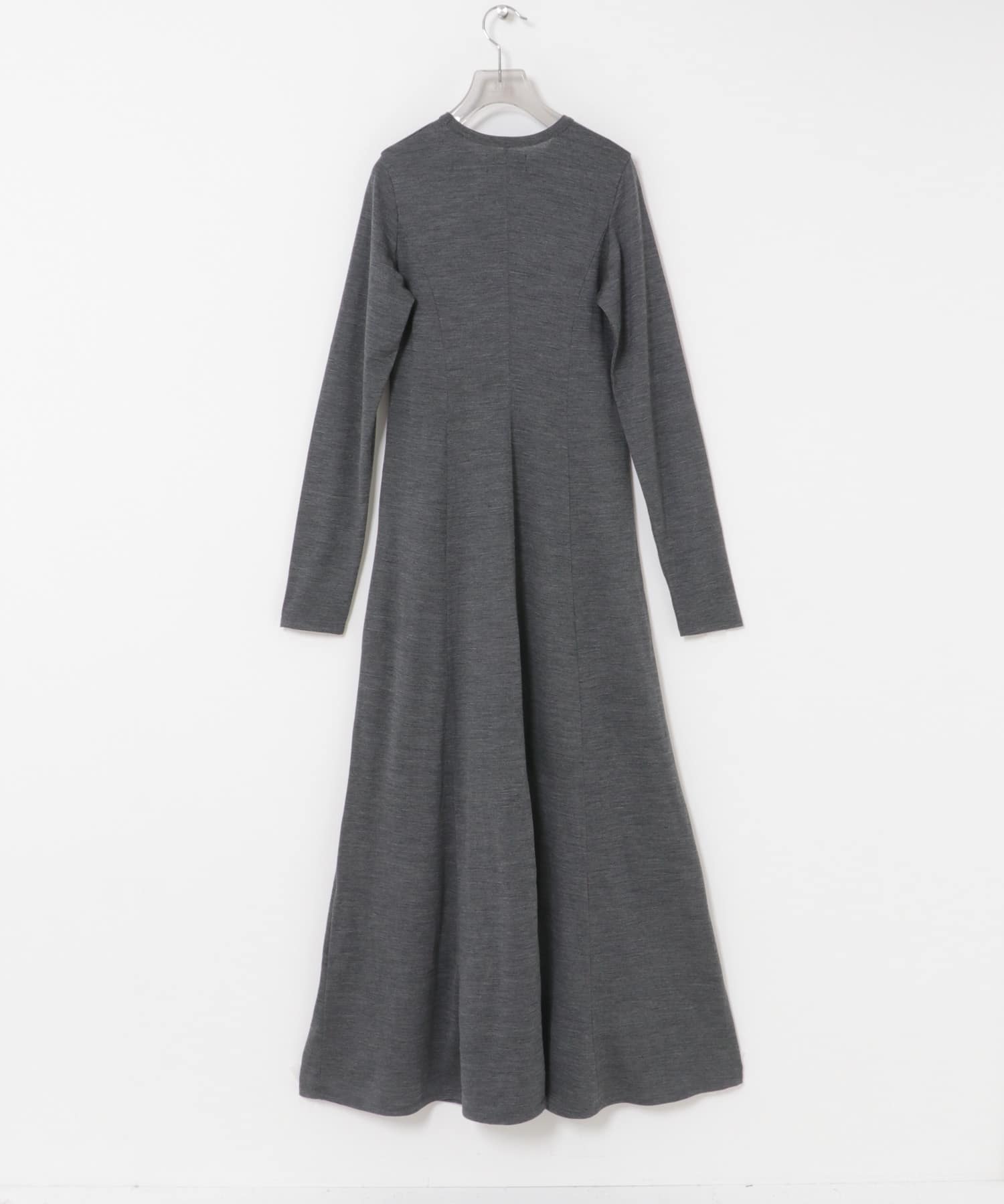 new basic　WASHABLE WOOL LONG-SLEEVE ONE-PIECE CHARCOAL 36