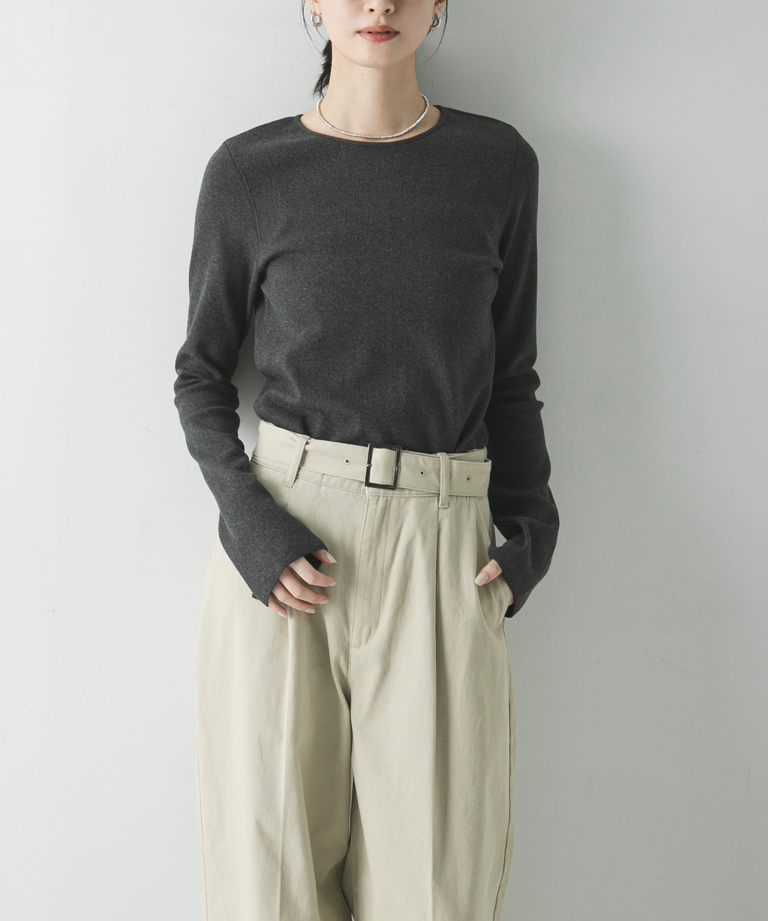 ストレッチリブカットソー