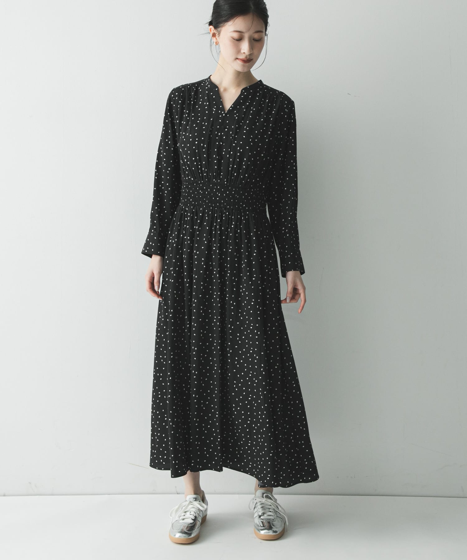 ウエストシャーリングドットワンピース