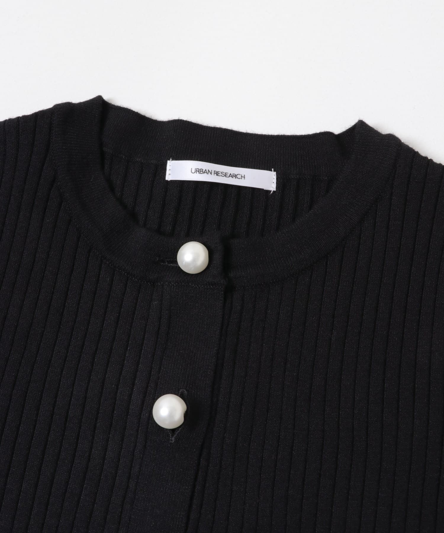 『WEB限定』パールボタンワイドリブカーディガン BLACK Free
