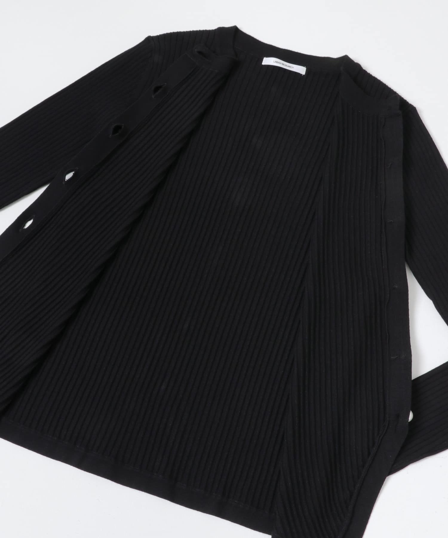 『WEB限定』パールボタンワイドリブカーディガン BLACK Free