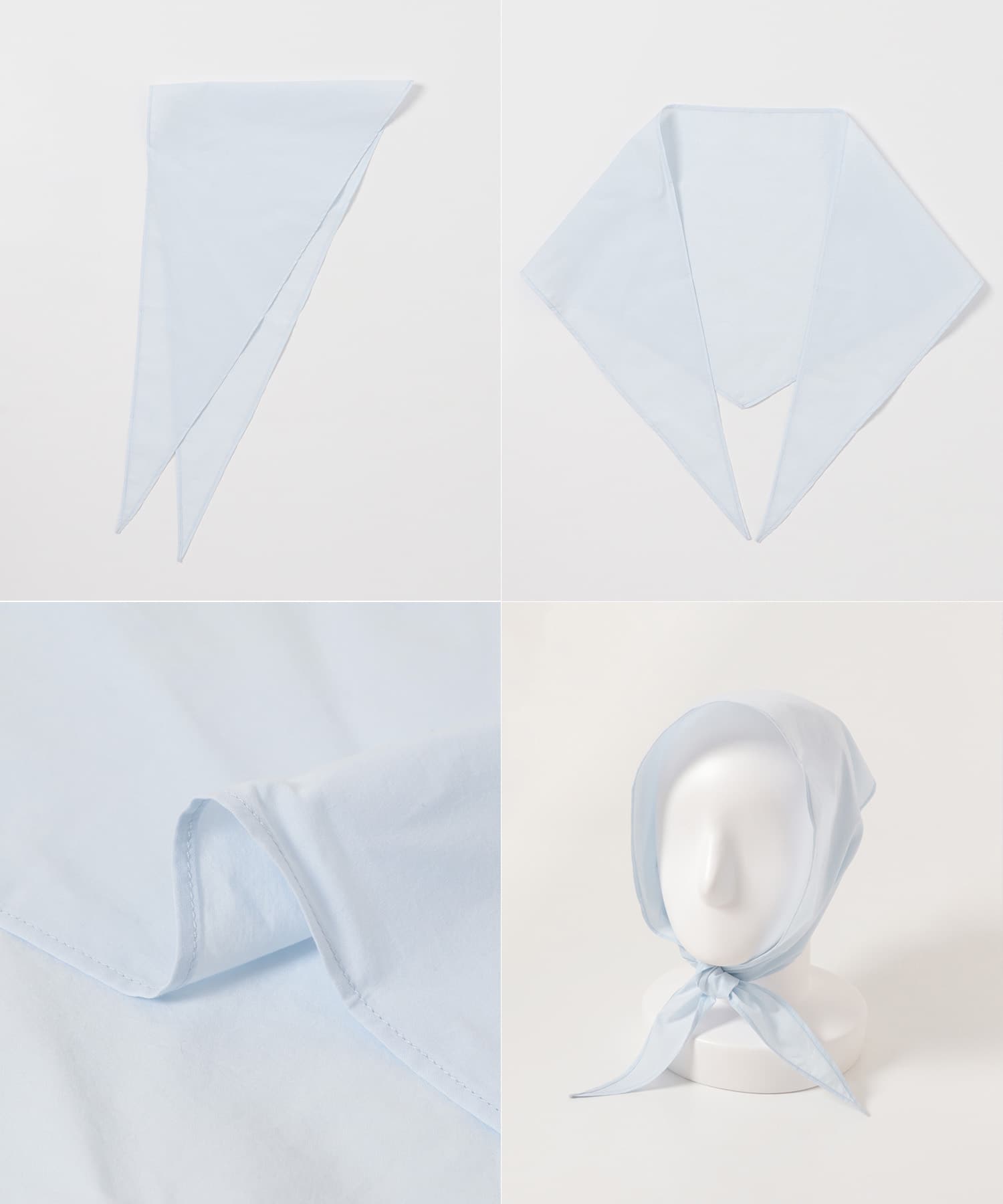 スカーフ付きワイドショートシャツ SAX Free