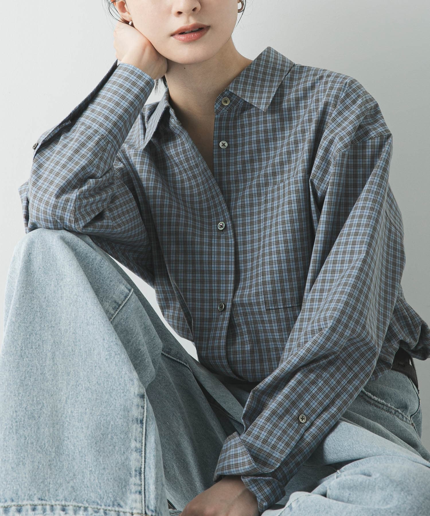 レギュラーカラーチェックシャツ