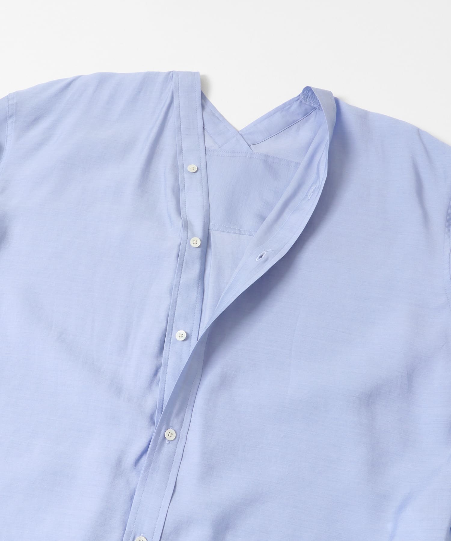 ブロードカラーレスブラウス SAX Free