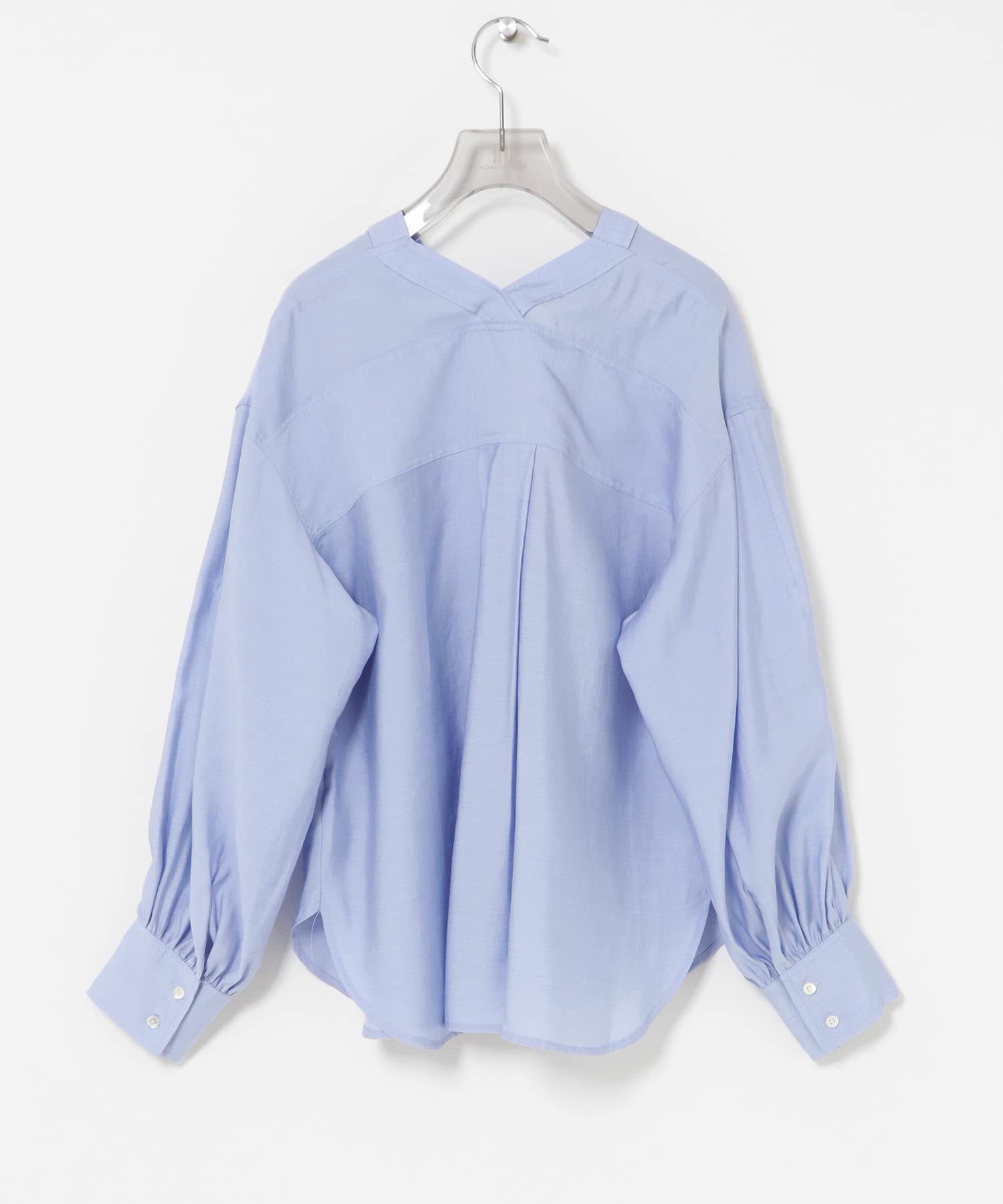 ブロードカラーレスブラウス SAX Free