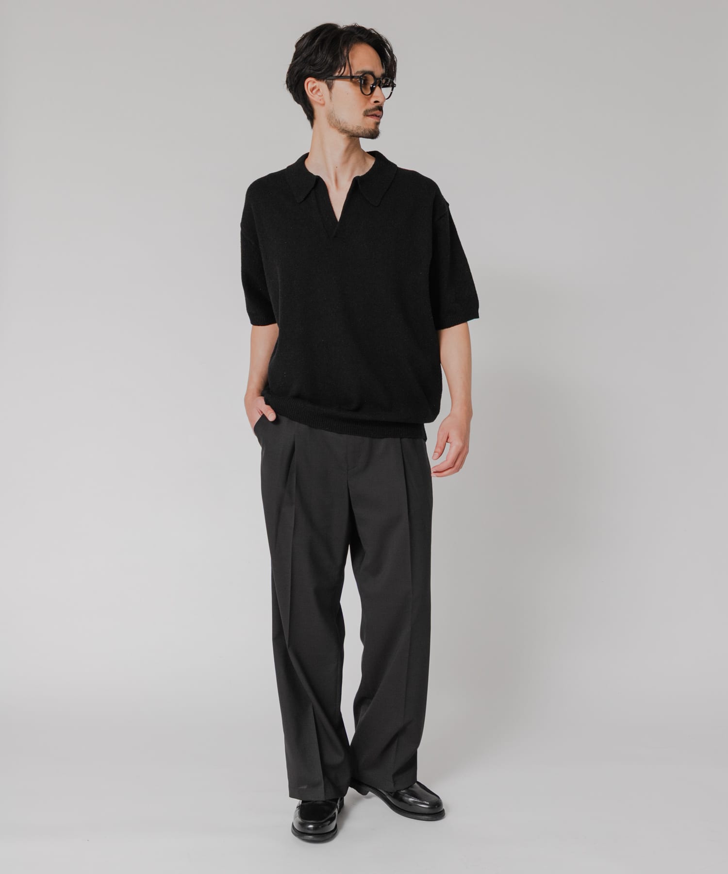 SILK NOIL スキッパーポロニット(M NATURAL): トップス｜URBAN