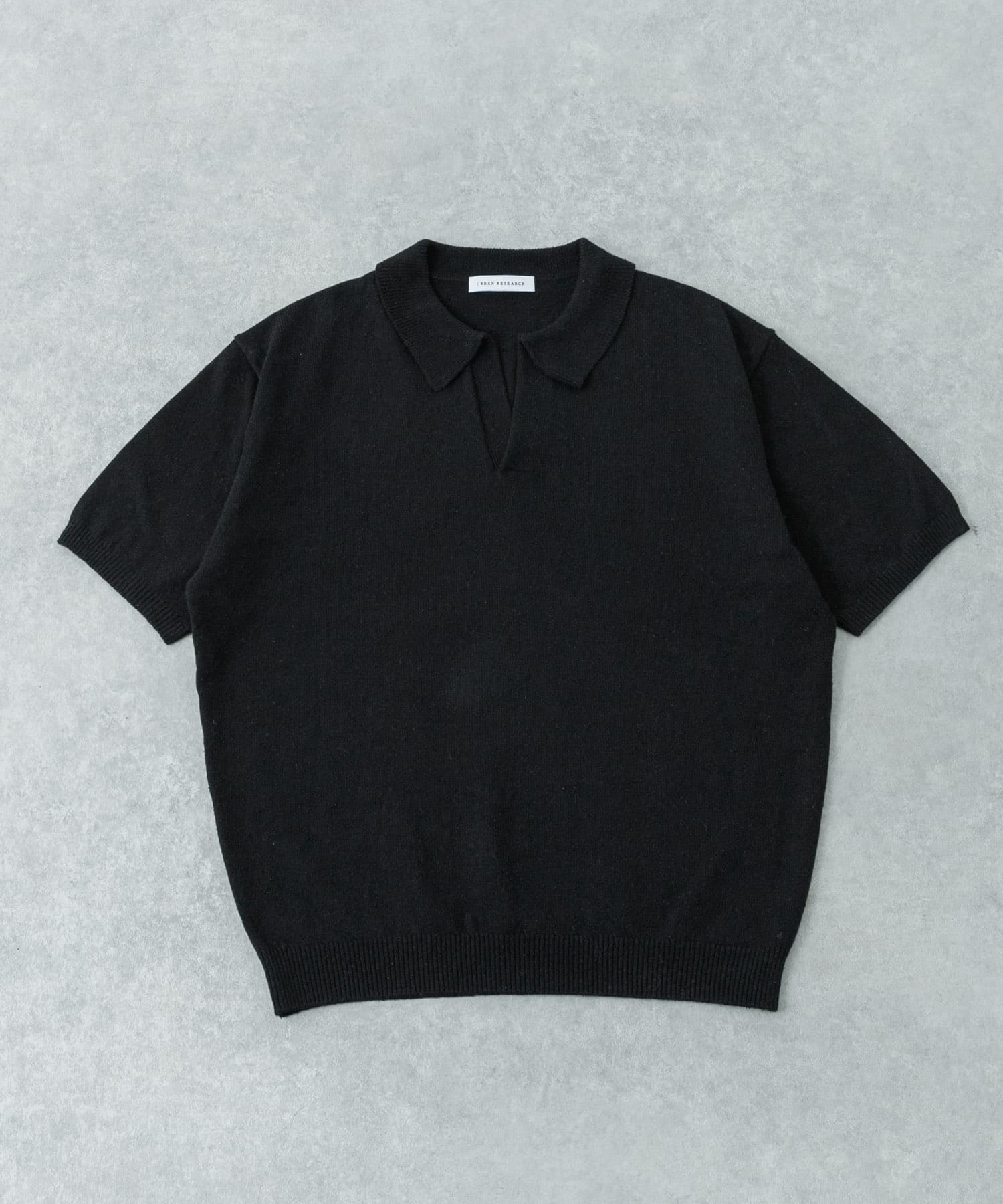 SILK NOIL スキッパーポロニット BLACK M