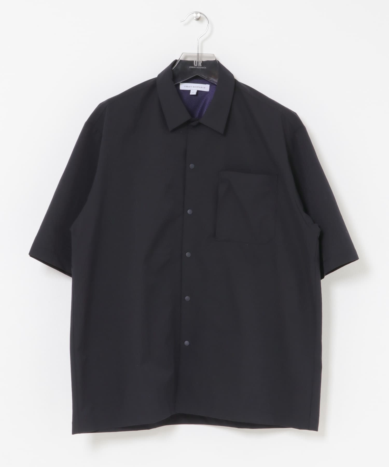 『洗濯可/防シワ/撥水』COOL DOTS SHORT-SLEEVE SHIRTS NAVY M