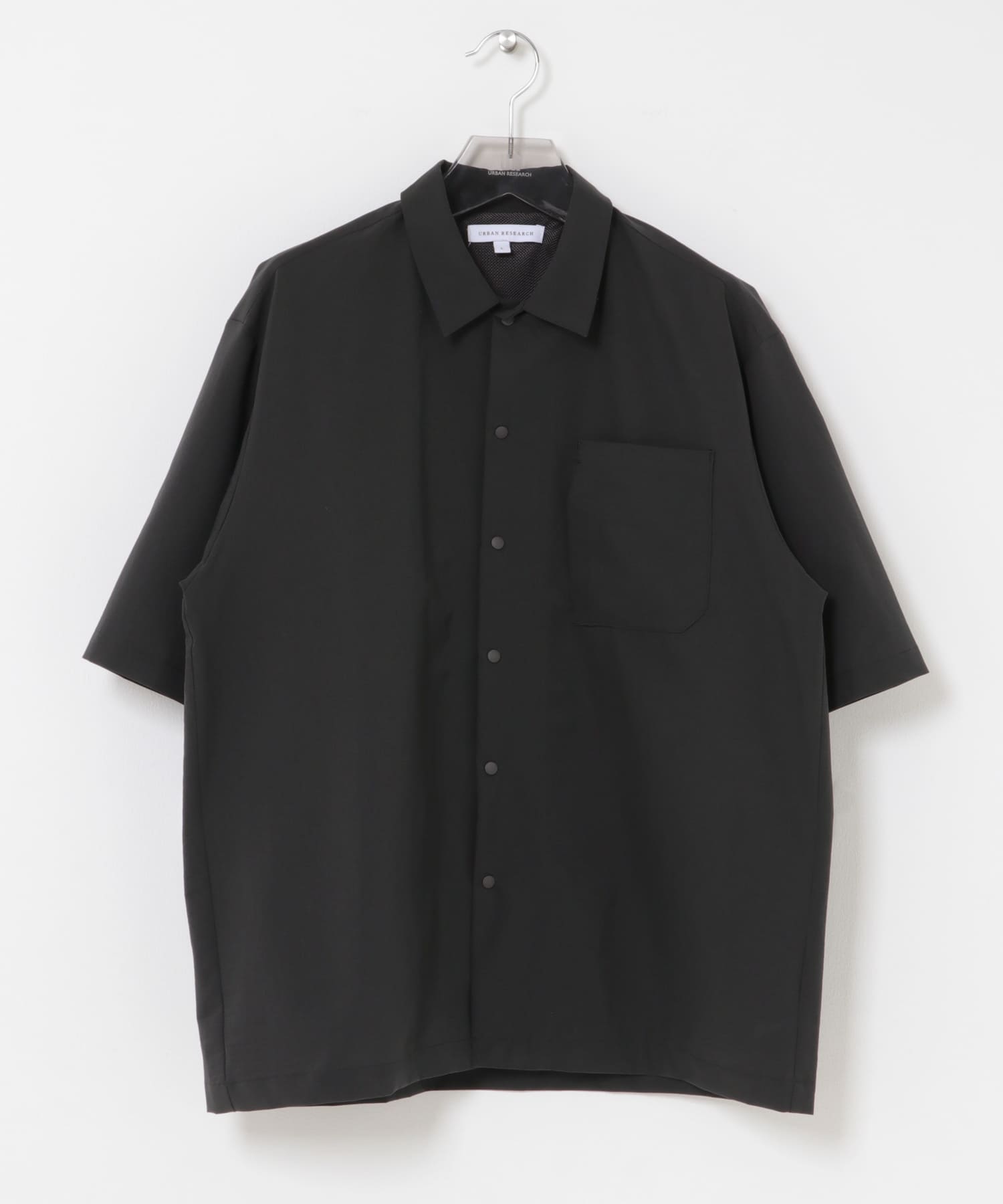 『洗濯可/防シワ/撥水』COOL DOTS SHORT-SLEEVE SHIRTS BLACK M
