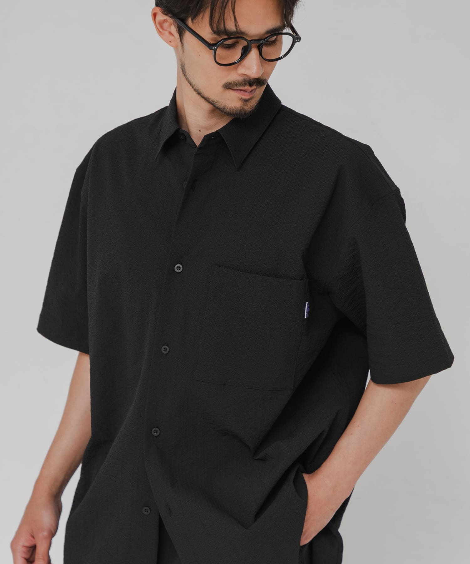 『吸水速乾/UVカット』『別注』THOUSAND MILE×URBAN RESEARCH　WASHER CODE SHIRTS BLACK S