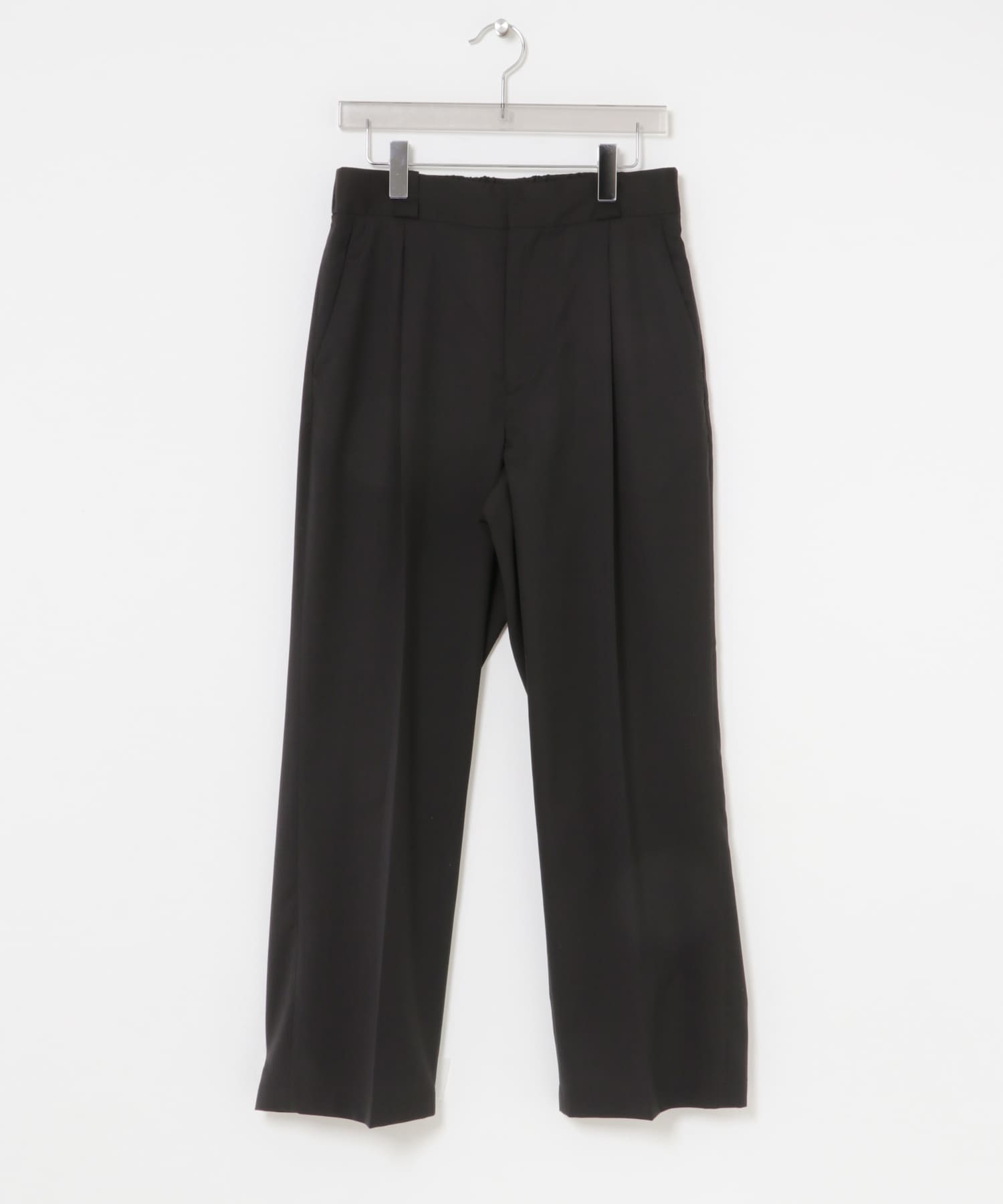 『洗濯可/防シワ/接触冷感』WASHABLE WOOL EASY TROUSER BLACK M
