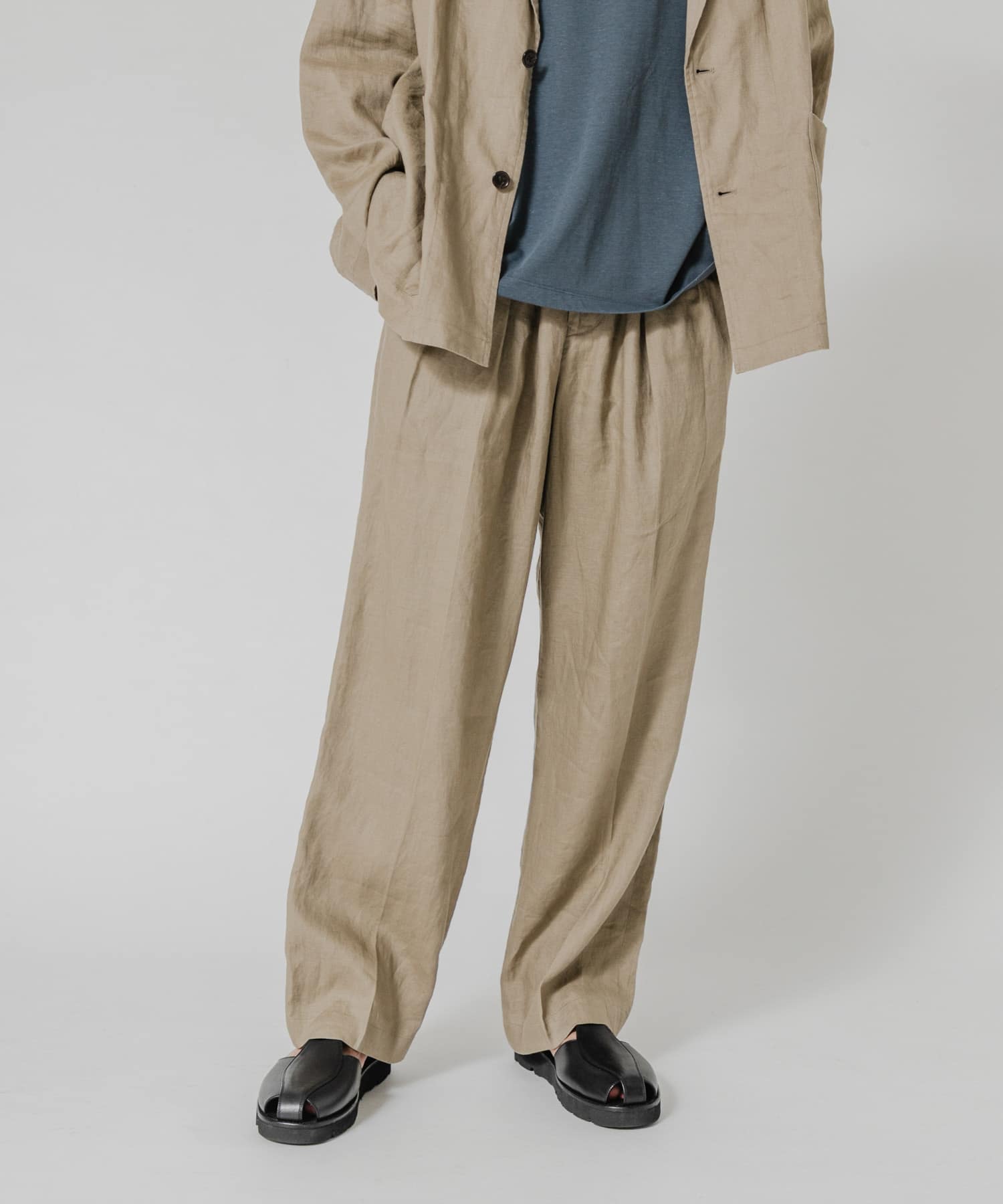LINEN WIDE EASY PANTS