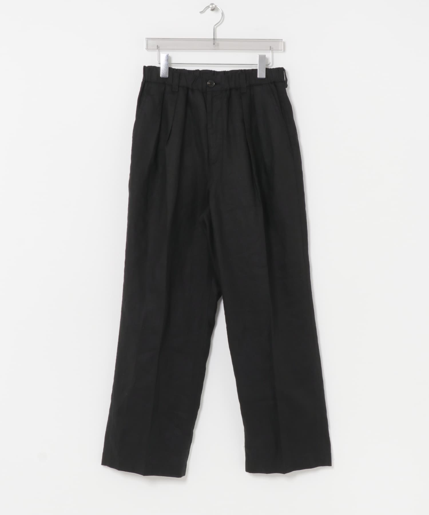 LINEN WIDE EASY PANTS BLACK M