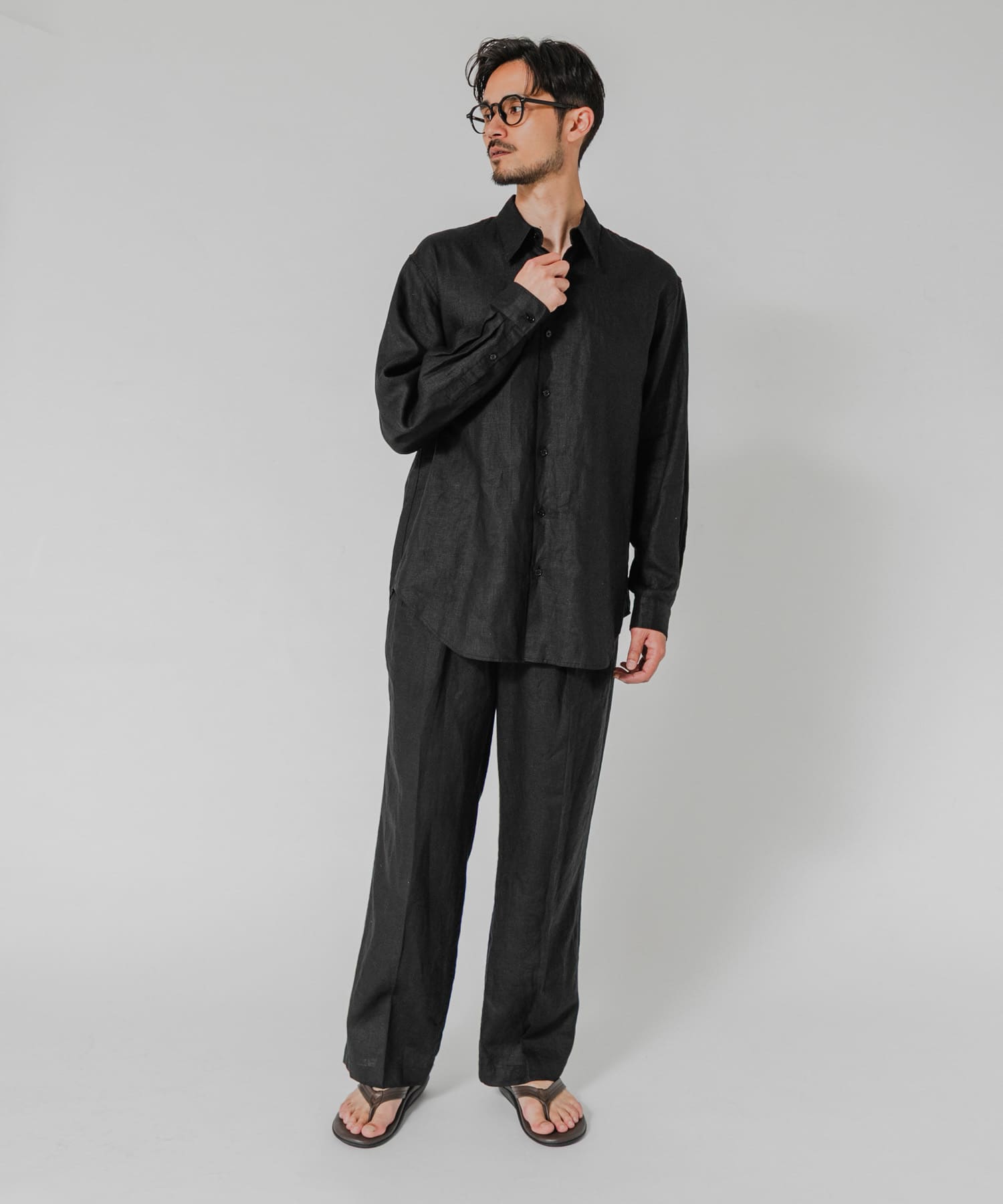 LINEN WIDE EASY PANTS