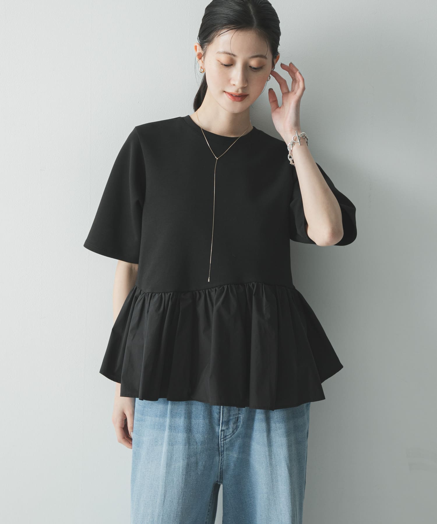 ドッキングペプラムカットソー